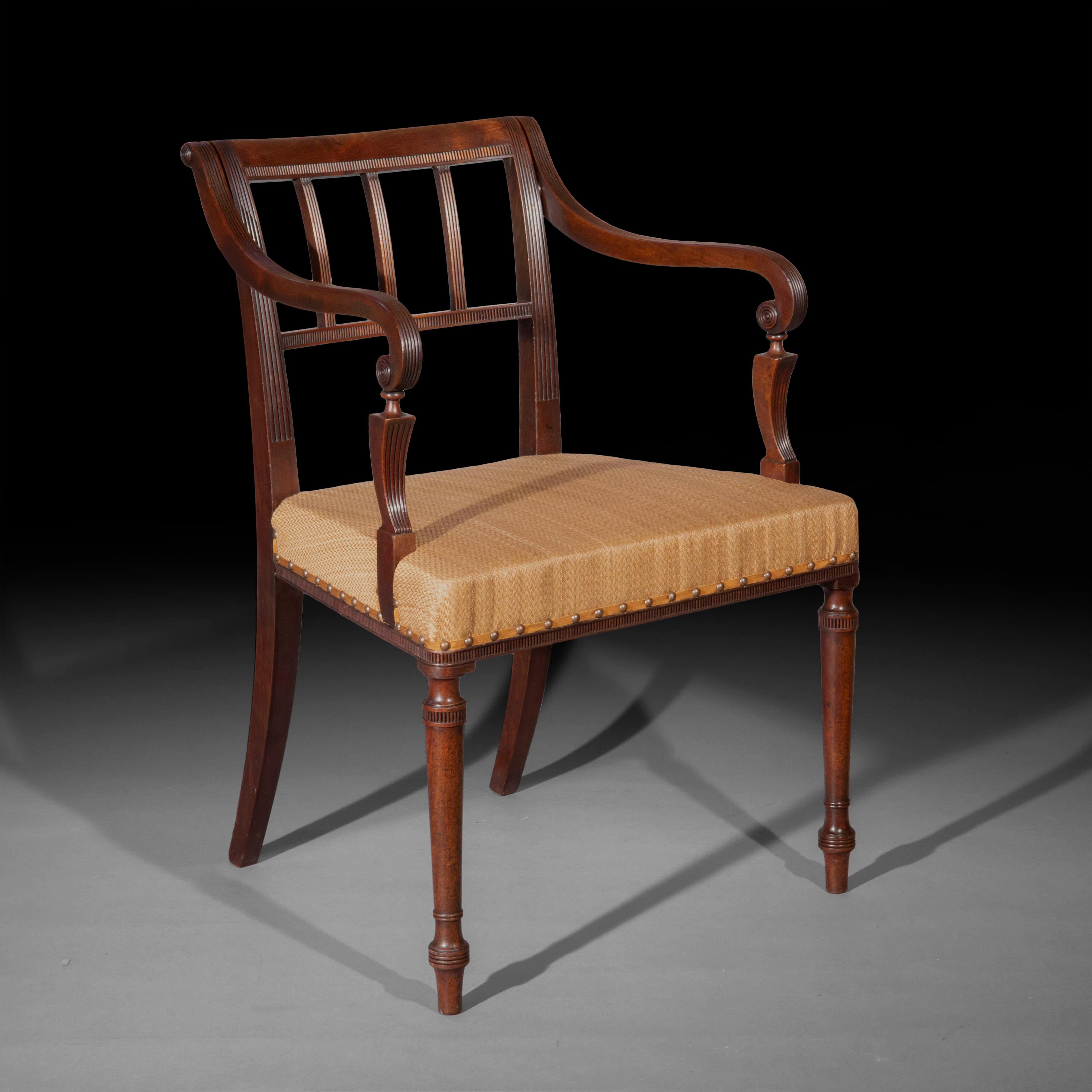 Hand-Carved Early 19th Century Armchair or Desk Chair