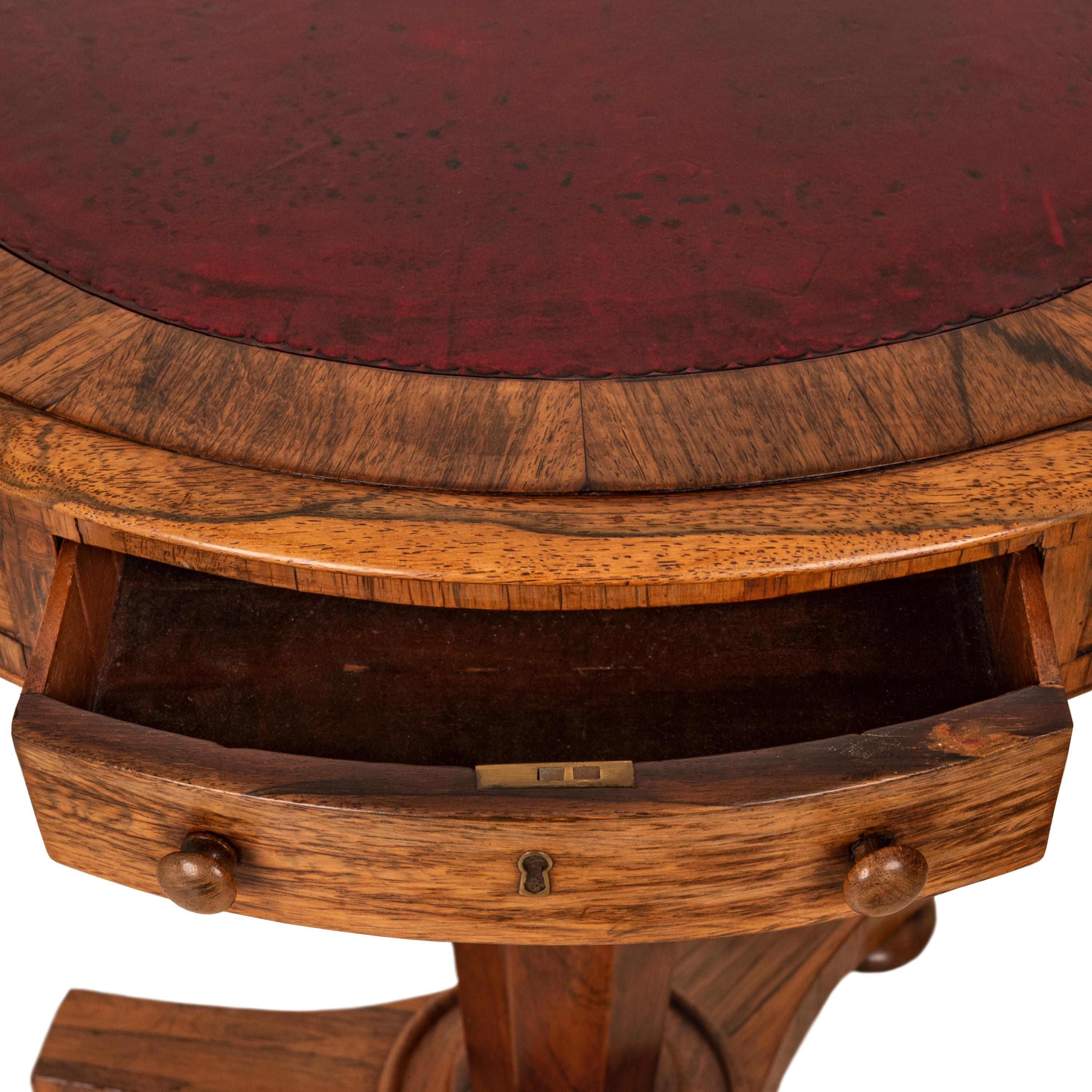 Antique Georgian Regency Brazilian Rosewood Pedestal Drum Center Table, 1825 4
