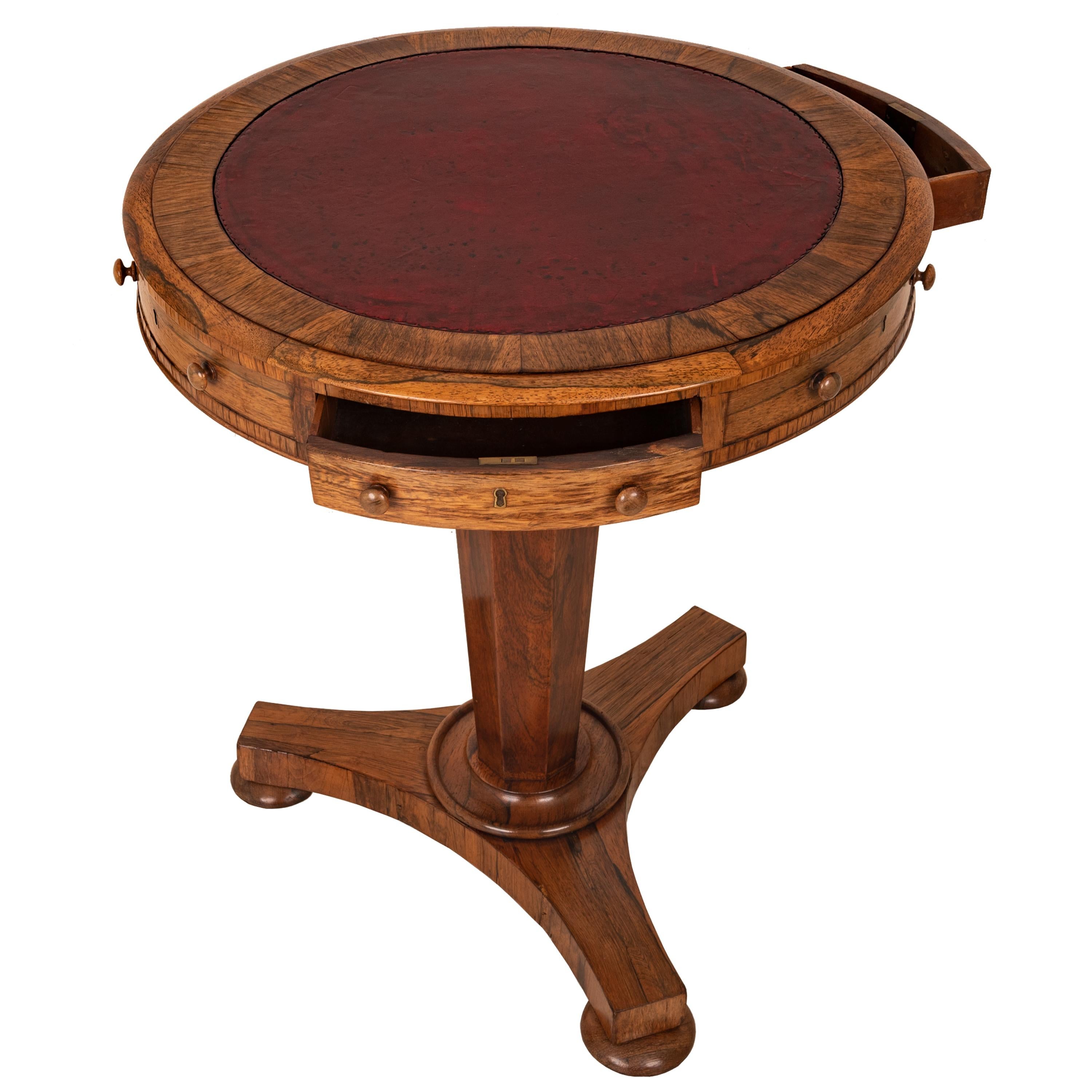 Antique Georgian Regency Brazilian Rosewood Pedestal Drum Center Table, 1825 2