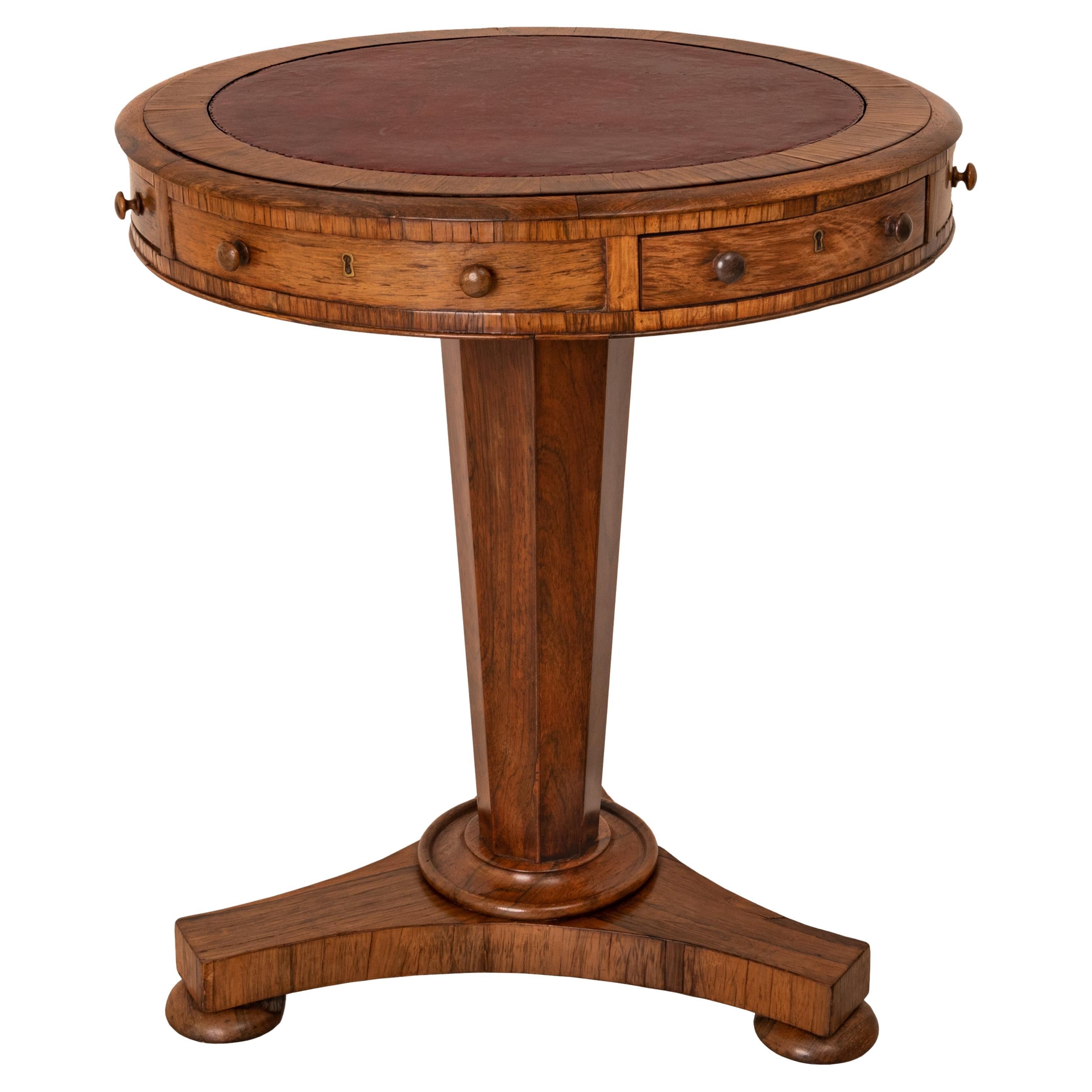 Antique Georgian Regency Brazilian Rosewood Pedestal Drum Center Table, 1825
