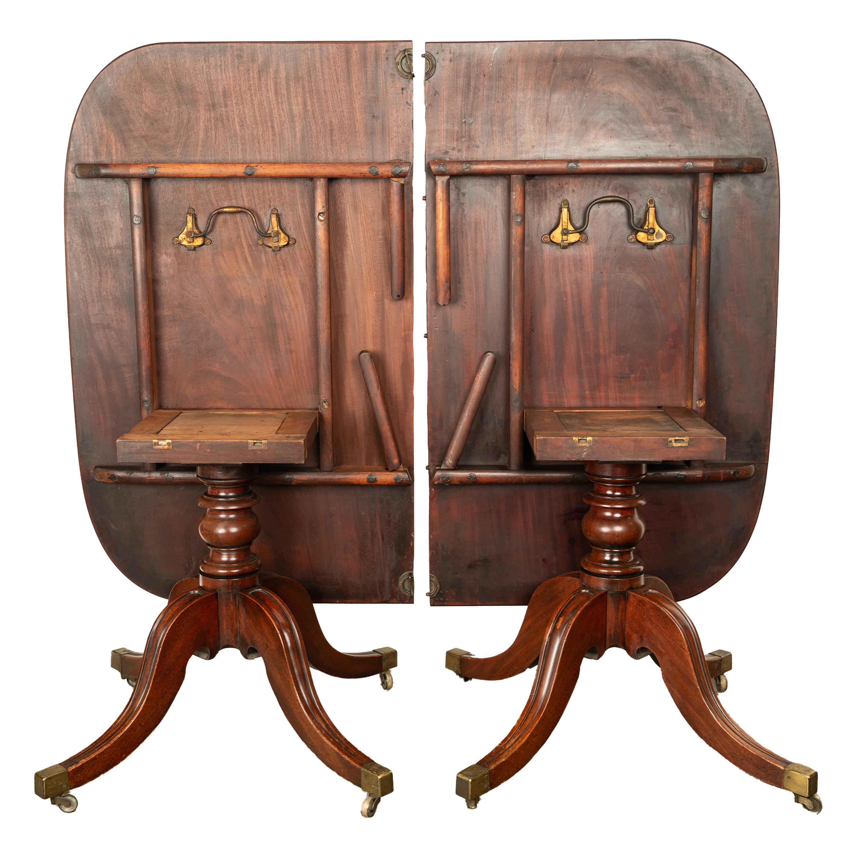Antique Georgian Regency Cuban Mahogany Twin Pedestal Dining Table Tilt-Top 1810 For Sale 7