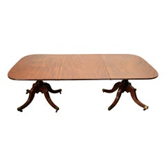 Antique Georgian Regency Cuban Mahogany Twin Pedestal Dining Table Tilt-Top 1810