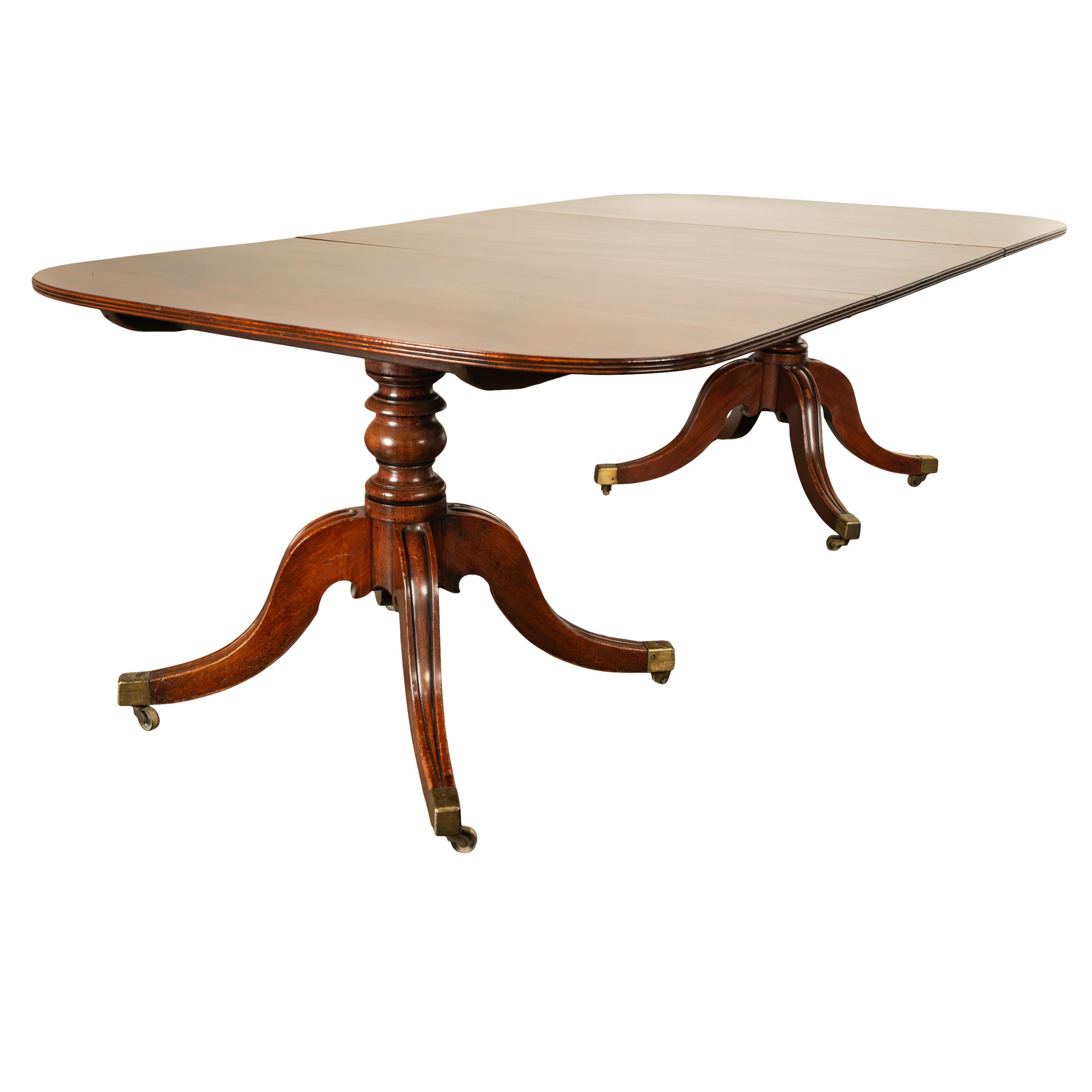 English Antique Georgian Regency Cuban Mahogany Twin Pedestal Dining Table Tilt-Top 1810 For Sale