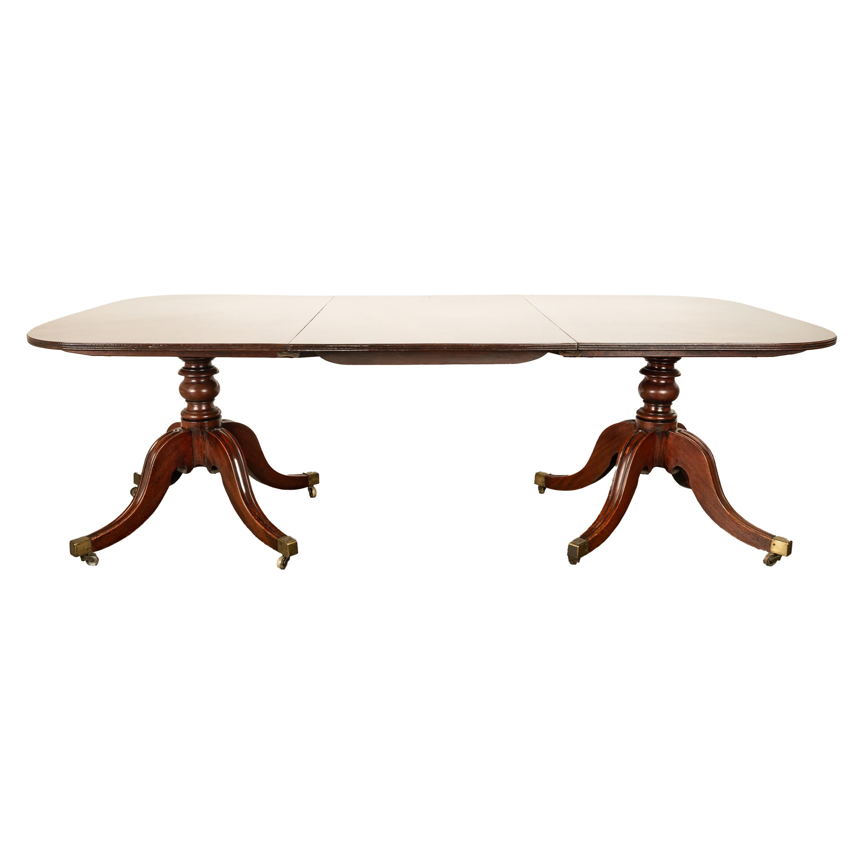 Antique Georgian Regency Cuban Mahogany Twin Pedestal Dining Table Tilt-Top 1810 For Sale 1