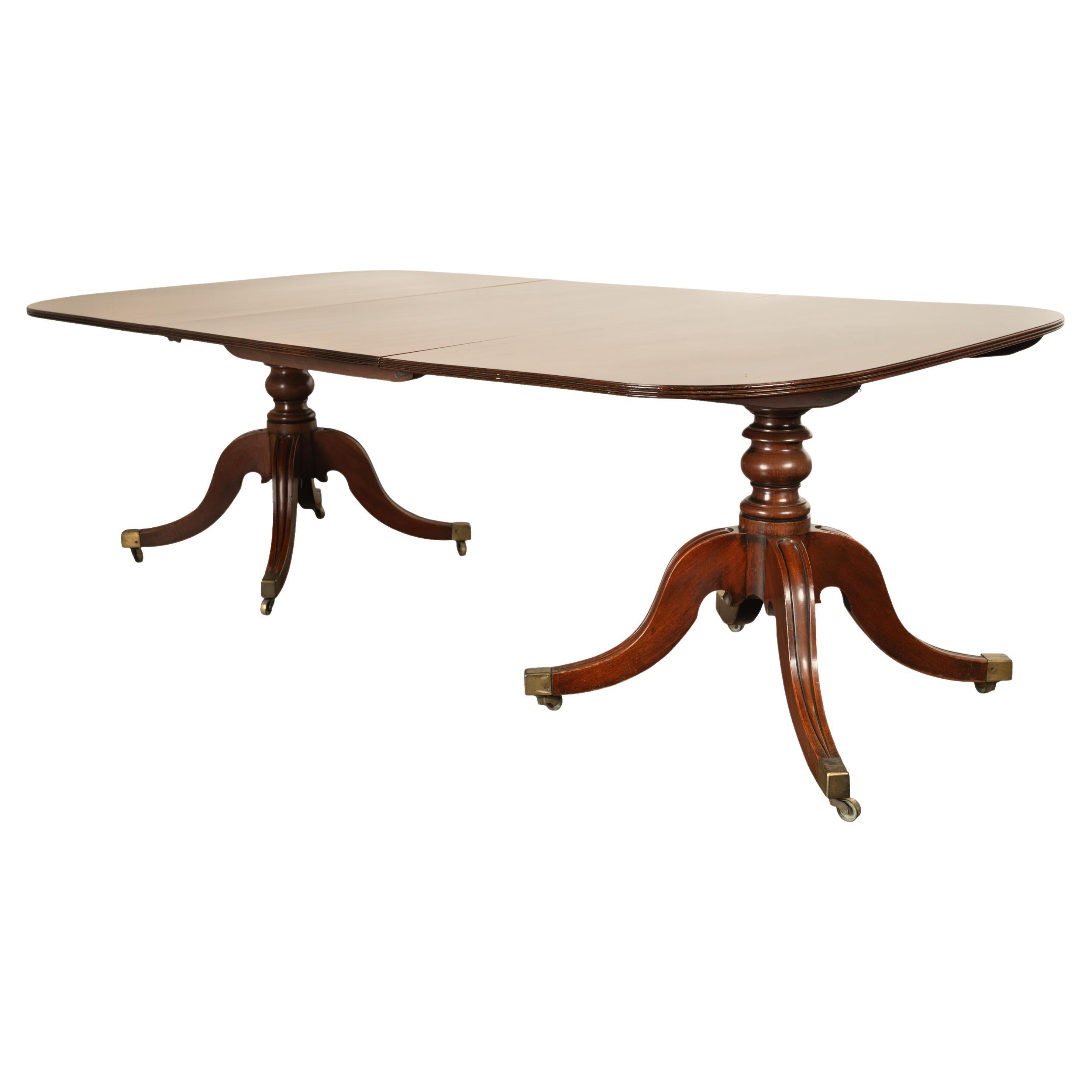 Antique Georgian Regency Cuban Mahogany Twin Pedestal Dining Table Tilt-Top 1810 For Sale