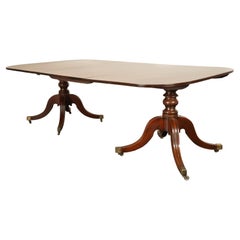 Vintage Georgian Regency Cuban Mahogany Twin Pedestal Dining Table Tilt-Top 1810