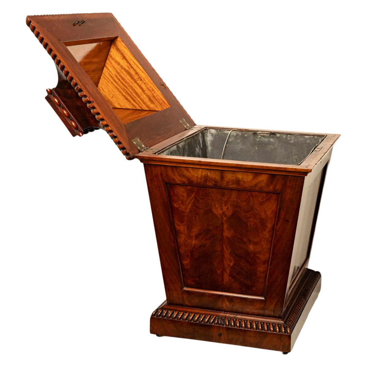 Antiguo Georgiano Regencia Llama Caoba Sarcófago Vino Cellarette Enfriador 1820 en venta 7