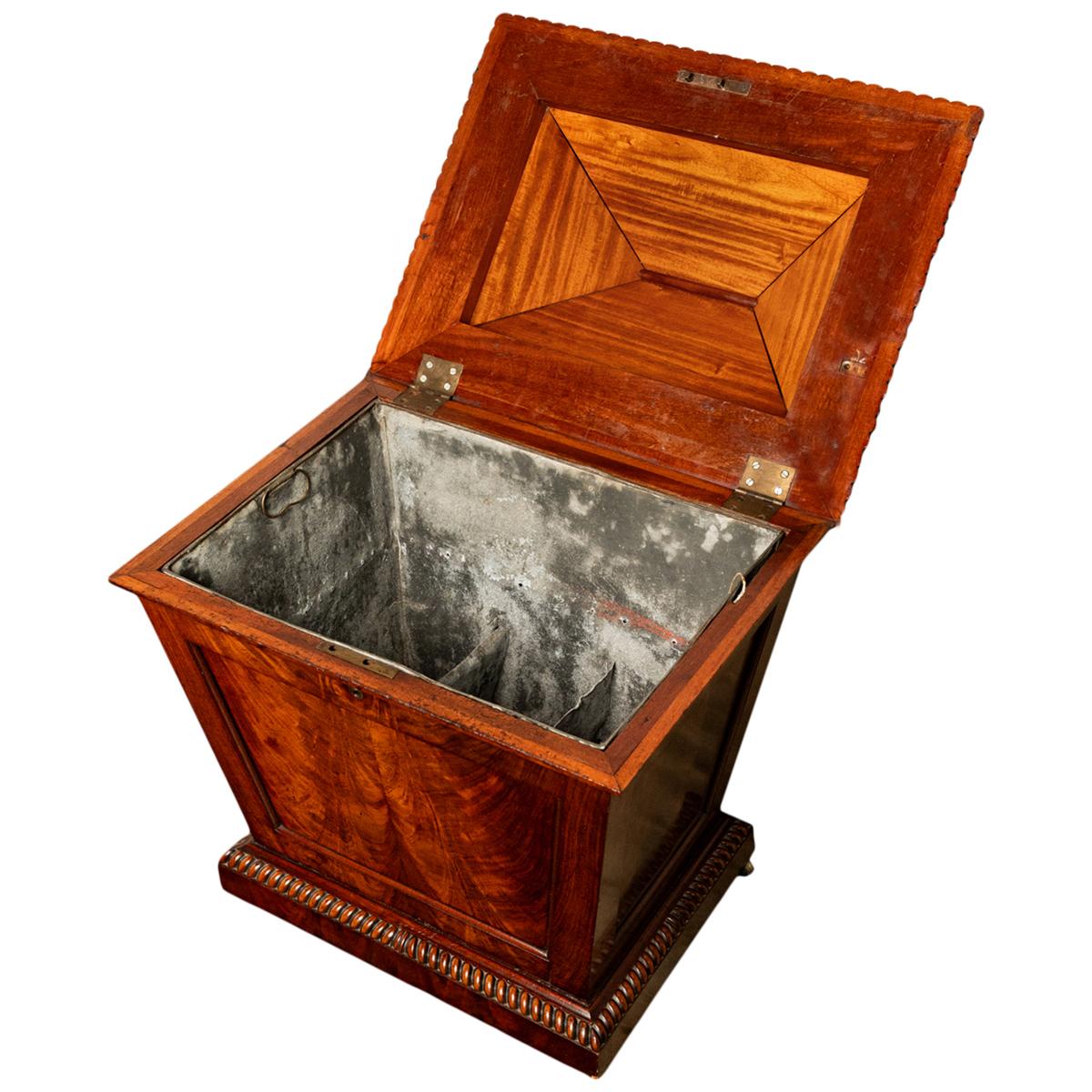 Antiguo Georgiano Regencia Llama Caoba Sarcófago Vino Cellarette Enfriador 1820 en venta 9
