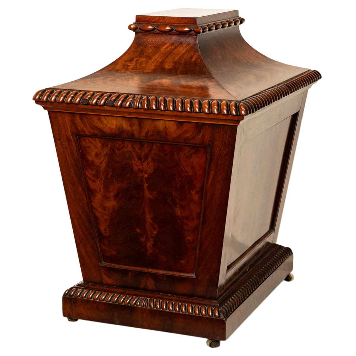 Antiguo Georgiano Regencia Llama Caoba Sarcófago Vino Cellarette Enfriador 1820 en venta 1