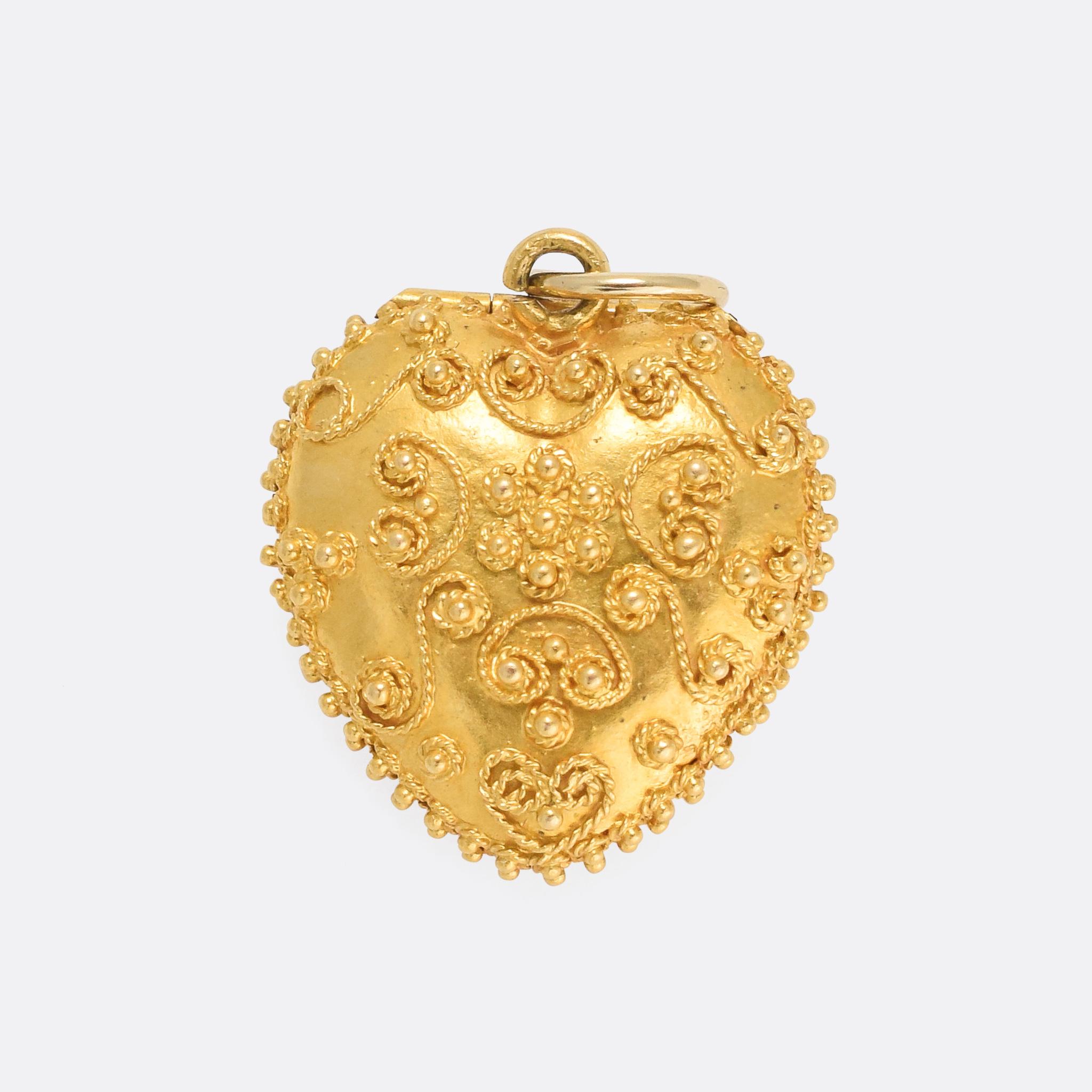 Women's Antique Georgian Regency Forget-Me-Not Heart Locket Pendant