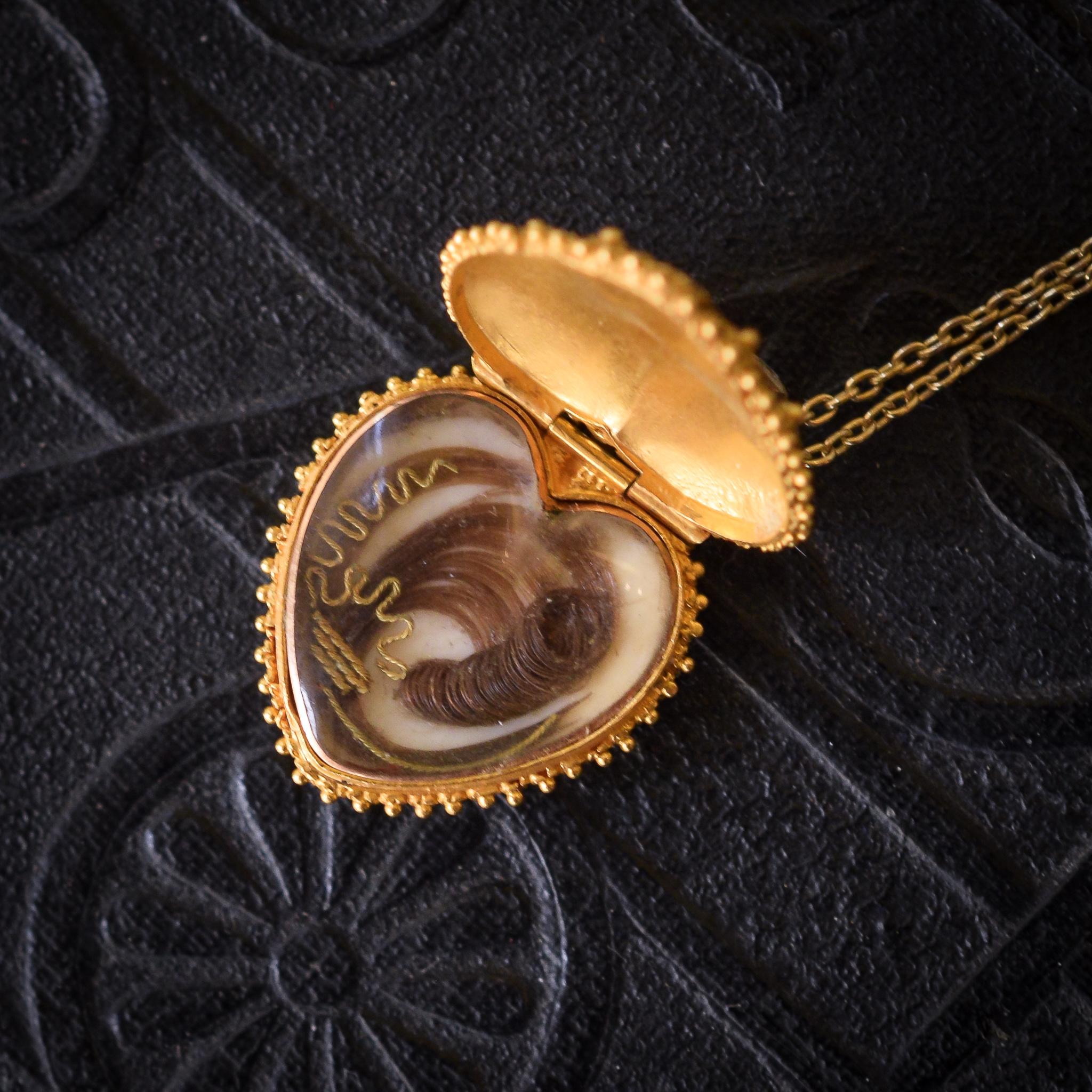 Antique Georgian Regency Forget-Me-Not Heart Locket Pendant 3