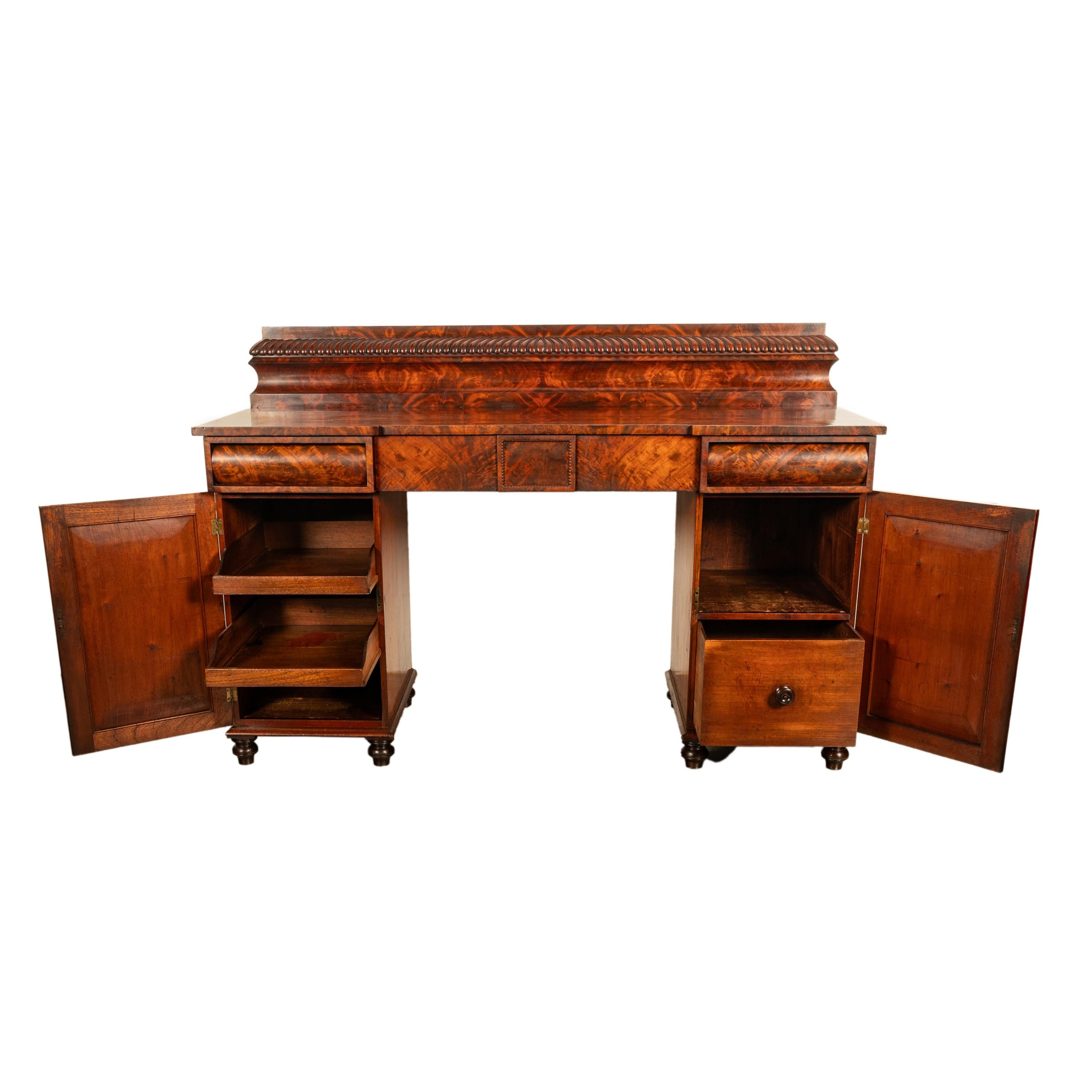 Antique Georgian Regency Gothic Mahogany Pedestal Sideboard Buffet Server 1825 For Sale 6