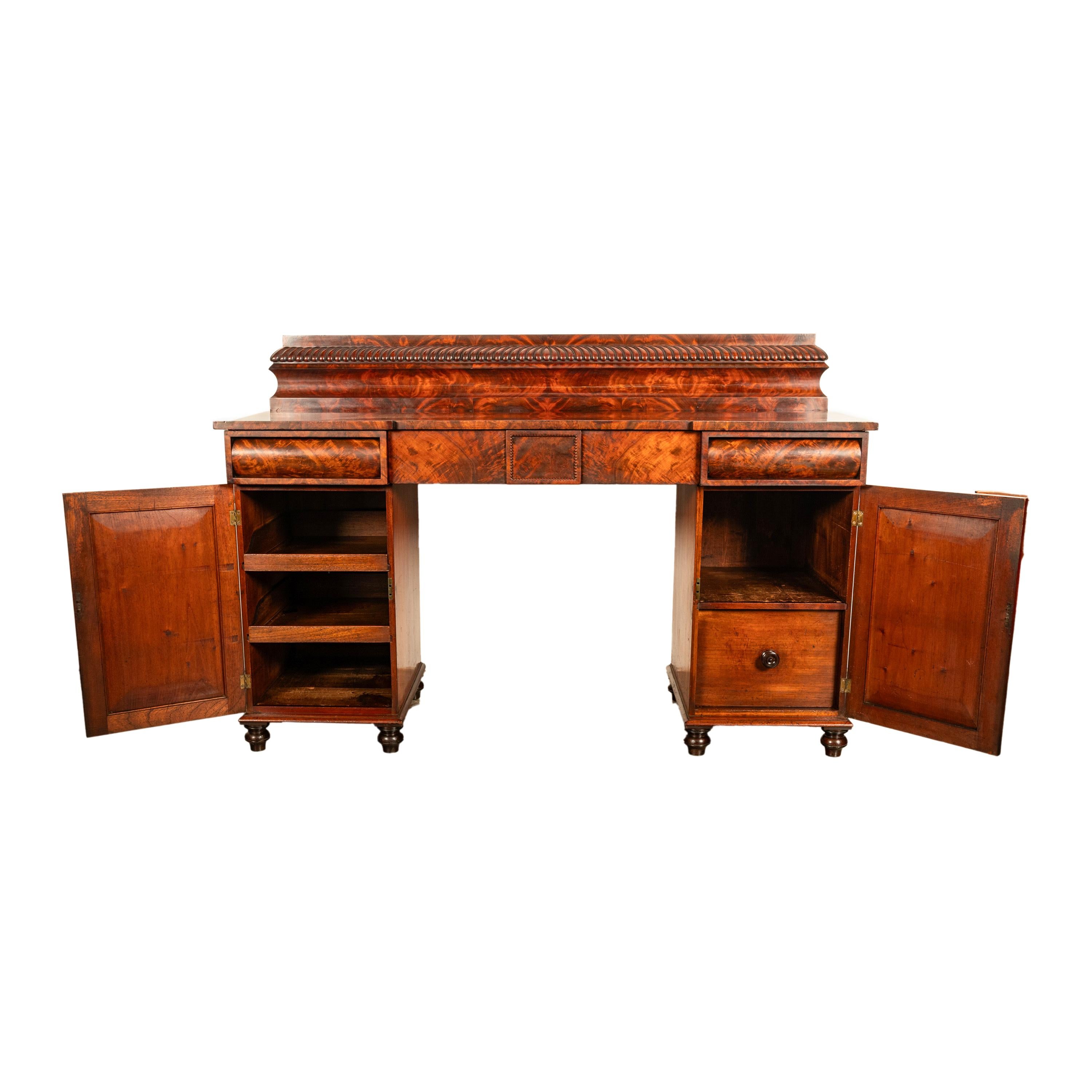 Antique Georgian Regency Gothic Mahogany Pedestal Sideboard Buffet Server 1825 For Sale 7