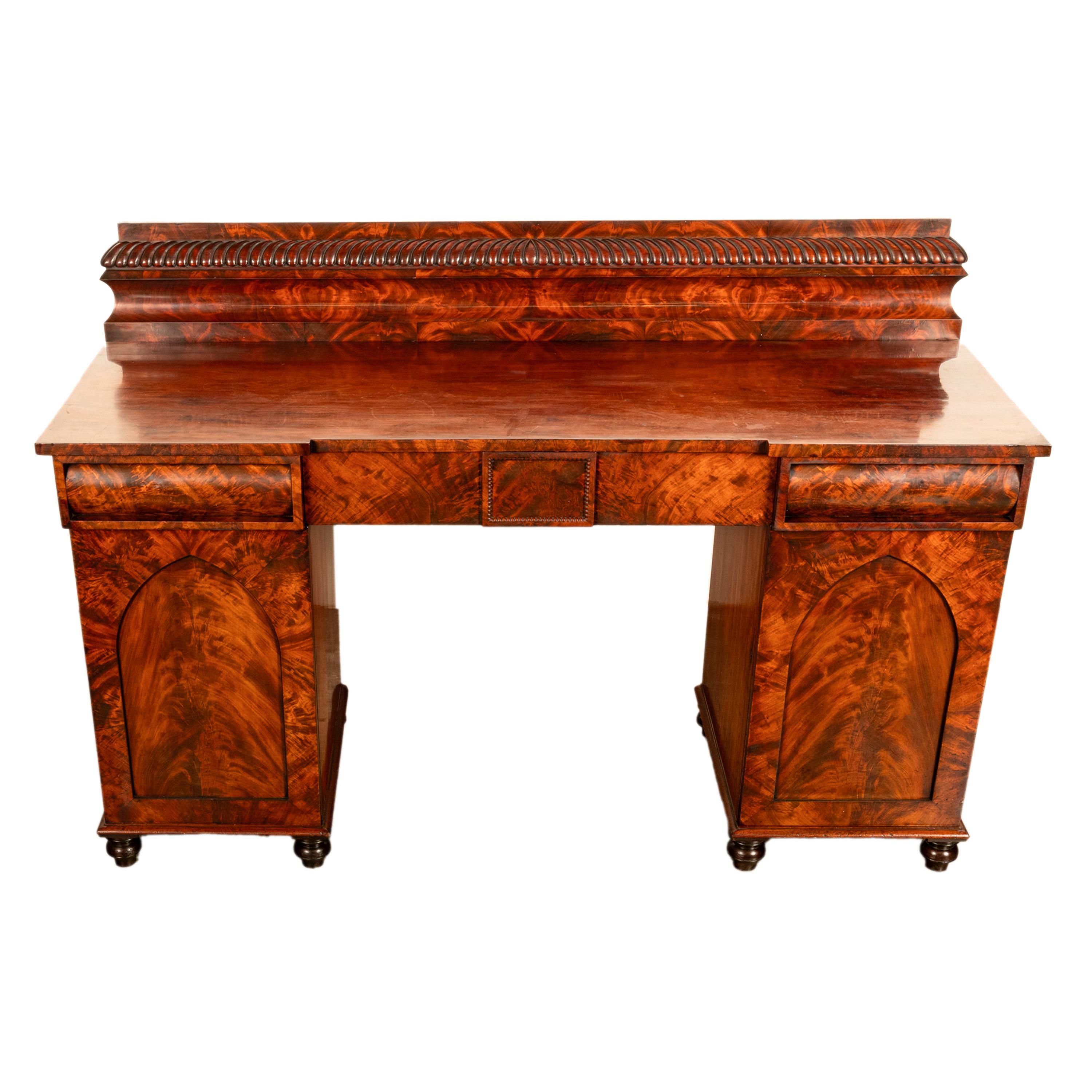 Antique Georgian Regency Gothic Mahogany Pedestal Sideboard Buffet Server 1825 For Sale 8