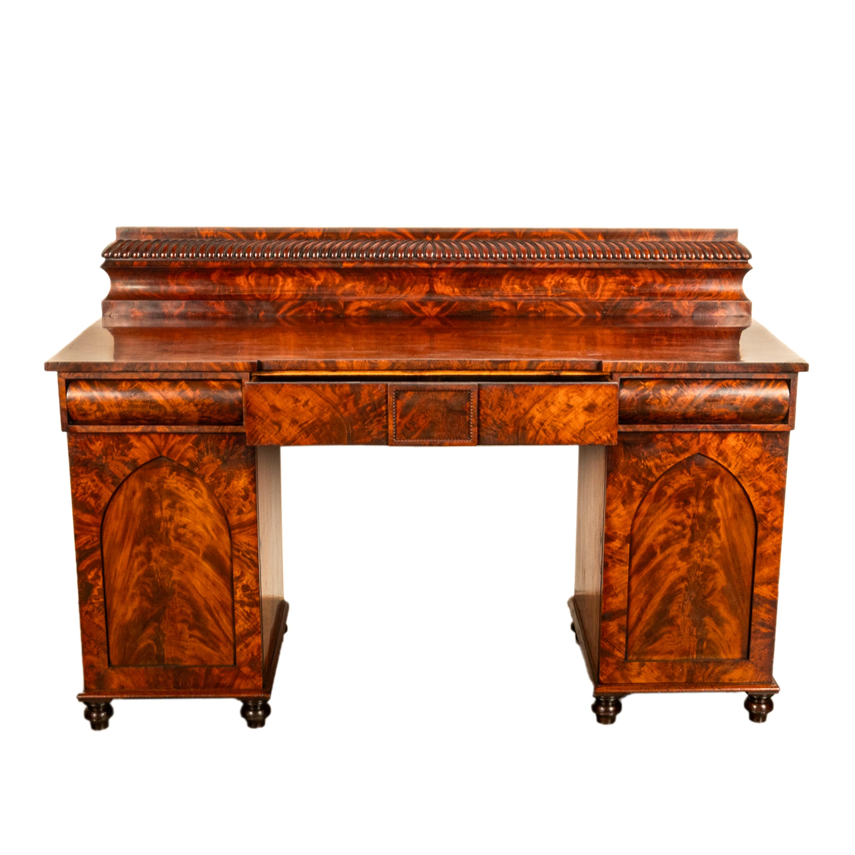 Antique Georgian Regency Gothic Mahogany Pedestal Sideboard Buffet Server 1825 For Sale 9