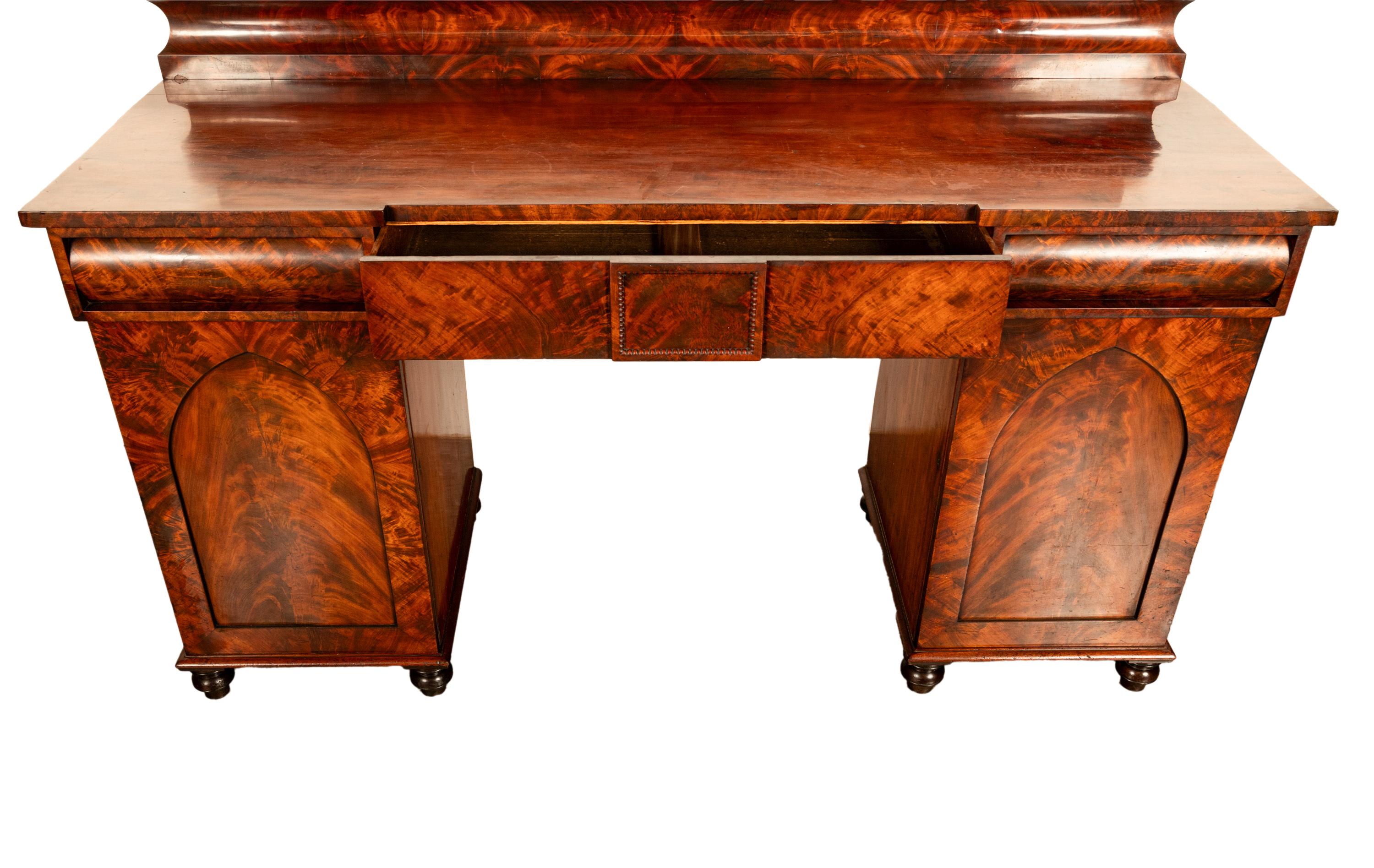 Antique Georgian Regency Gothic Mahogany Pedestal Sideboard Buffet Server 1825 For Sale 10
