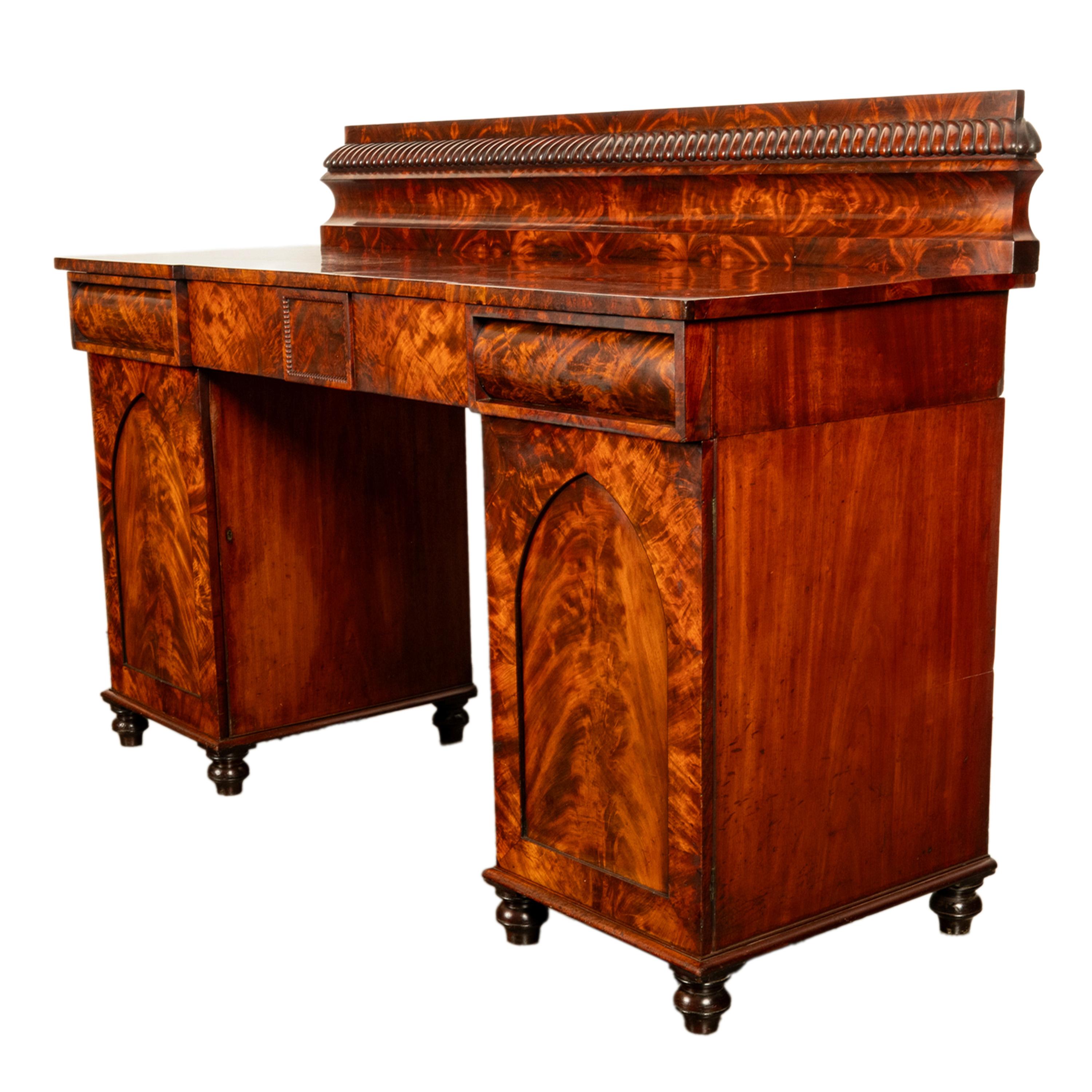 Antique Georgian Regency Gothic Mahogany Pedestal Sideboard Buffet Server 1825 For Sale 11