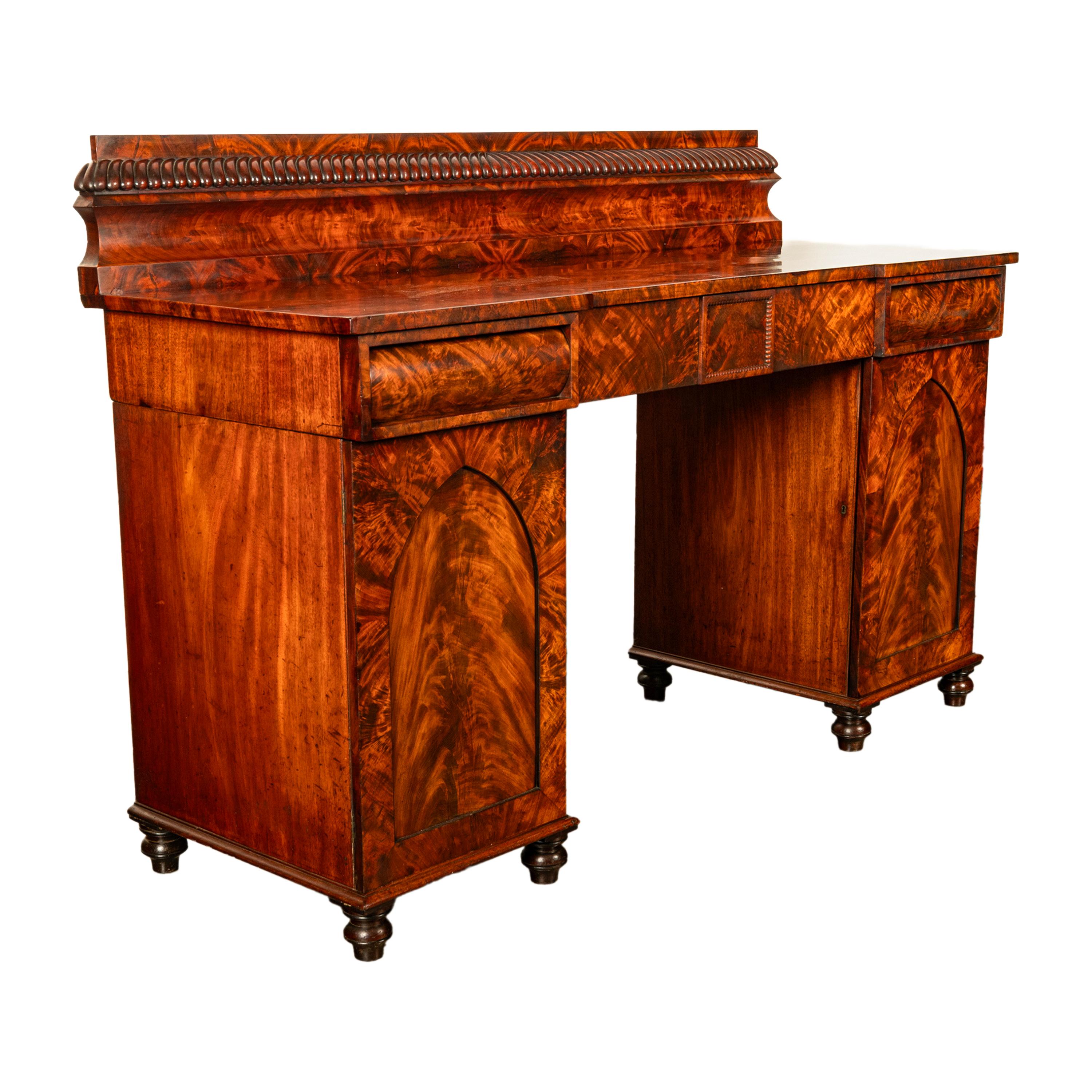 Antique Georgian Regency Gothic Mahogany Pedestal Sideboard Buffet Server 1825 For Sale 12