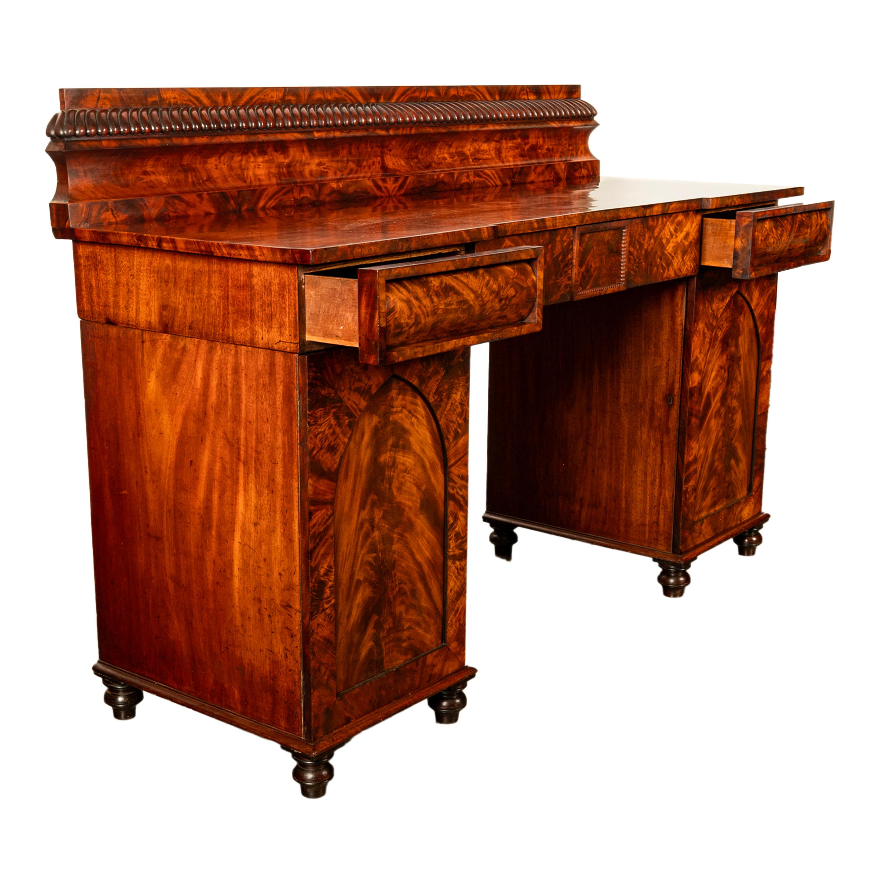 Early 19th Century Antique Georgian Regency Gothic Mahogany Pedestal Sideboard Buffet Server 1825 For Sale