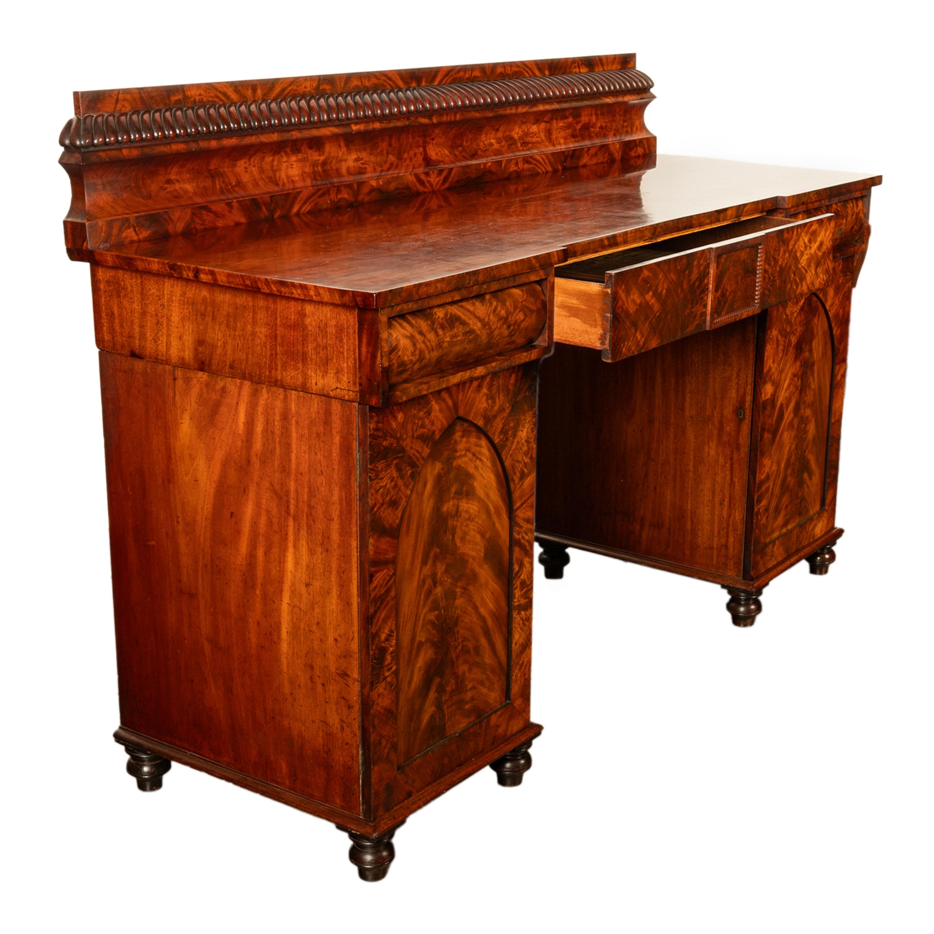 Antique Georgian Regency Gothic Mahogany Pedestal Sideboard Buffet Server 1825 For Sale 1