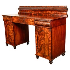 Antique Georgian Regency Gothic Mahogany Pedestal Sideboard Buffet Server 1825