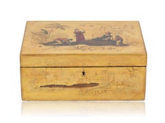 Antique Georgian Regency Japanned Chinoiserie Sewing Box