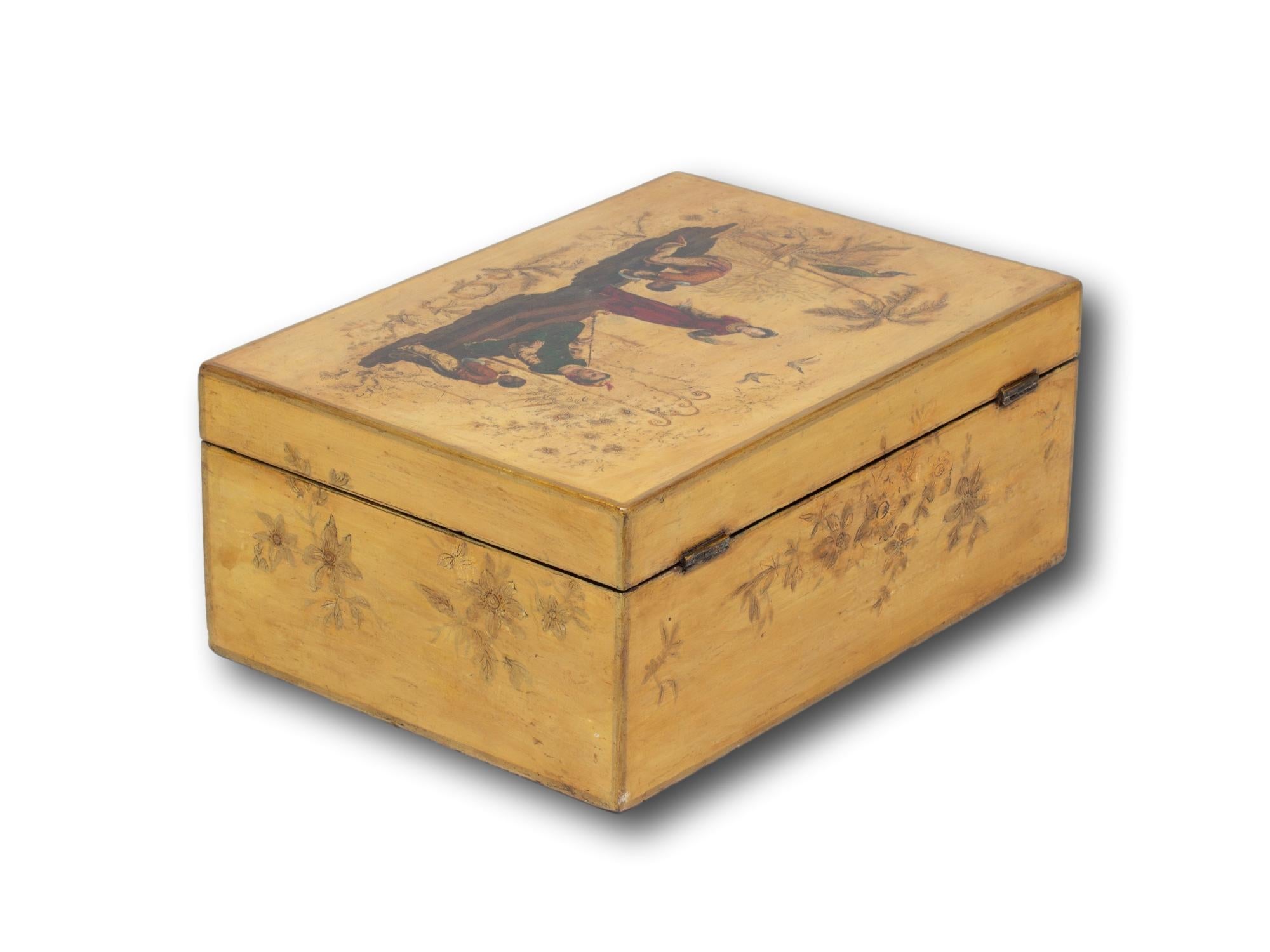 Hand-Carved Antique Georgian Regency Japanned Chinoiserie Sewing Box For Sale