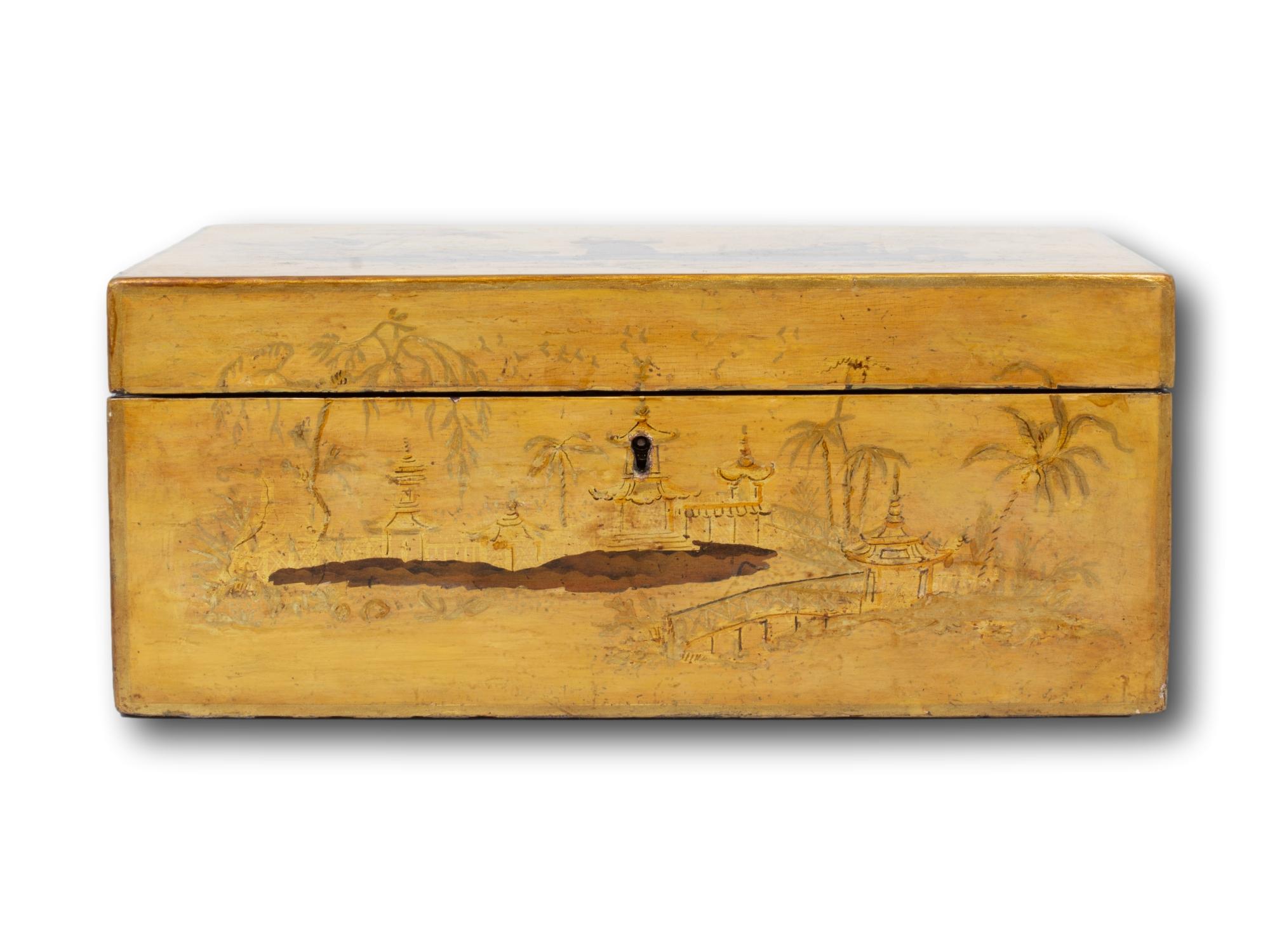 Antique Georgian Regency Japanned Chinoiserie Sewing Box In Good Condition For Sale In Northampton, GB