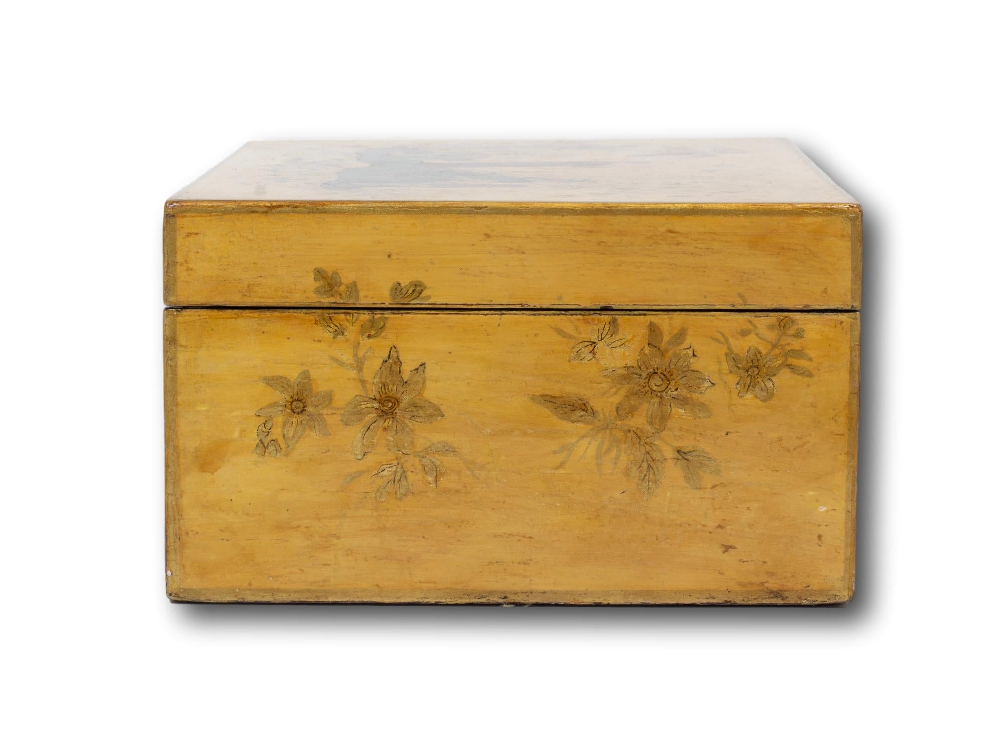 19th Century Antique Georgian Regency Japanned Chinoiserie Sewing Box For Sale
