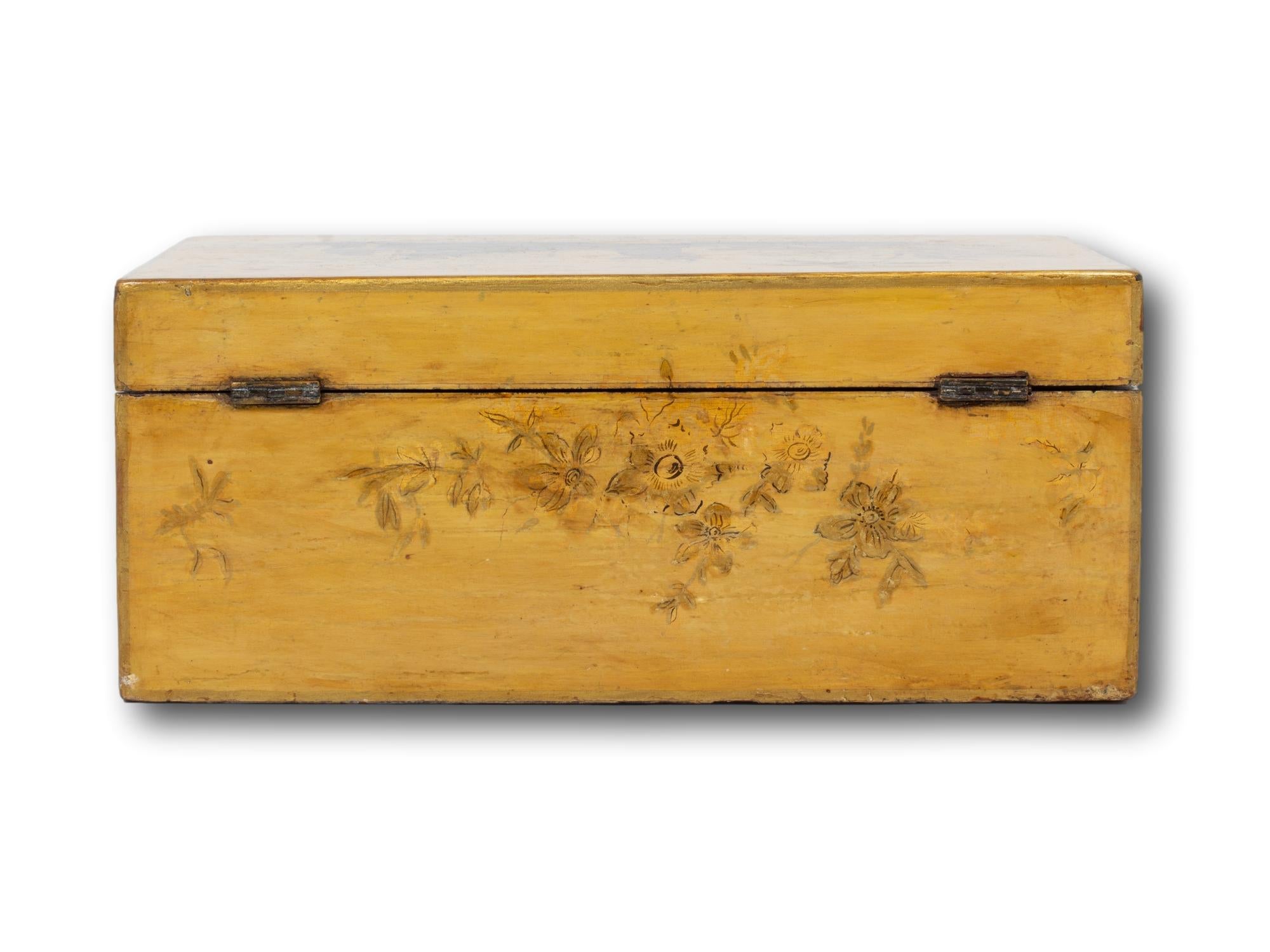 Wood Antique Georgian Regency Japanned Chinoiserie Sewing Box For Sale