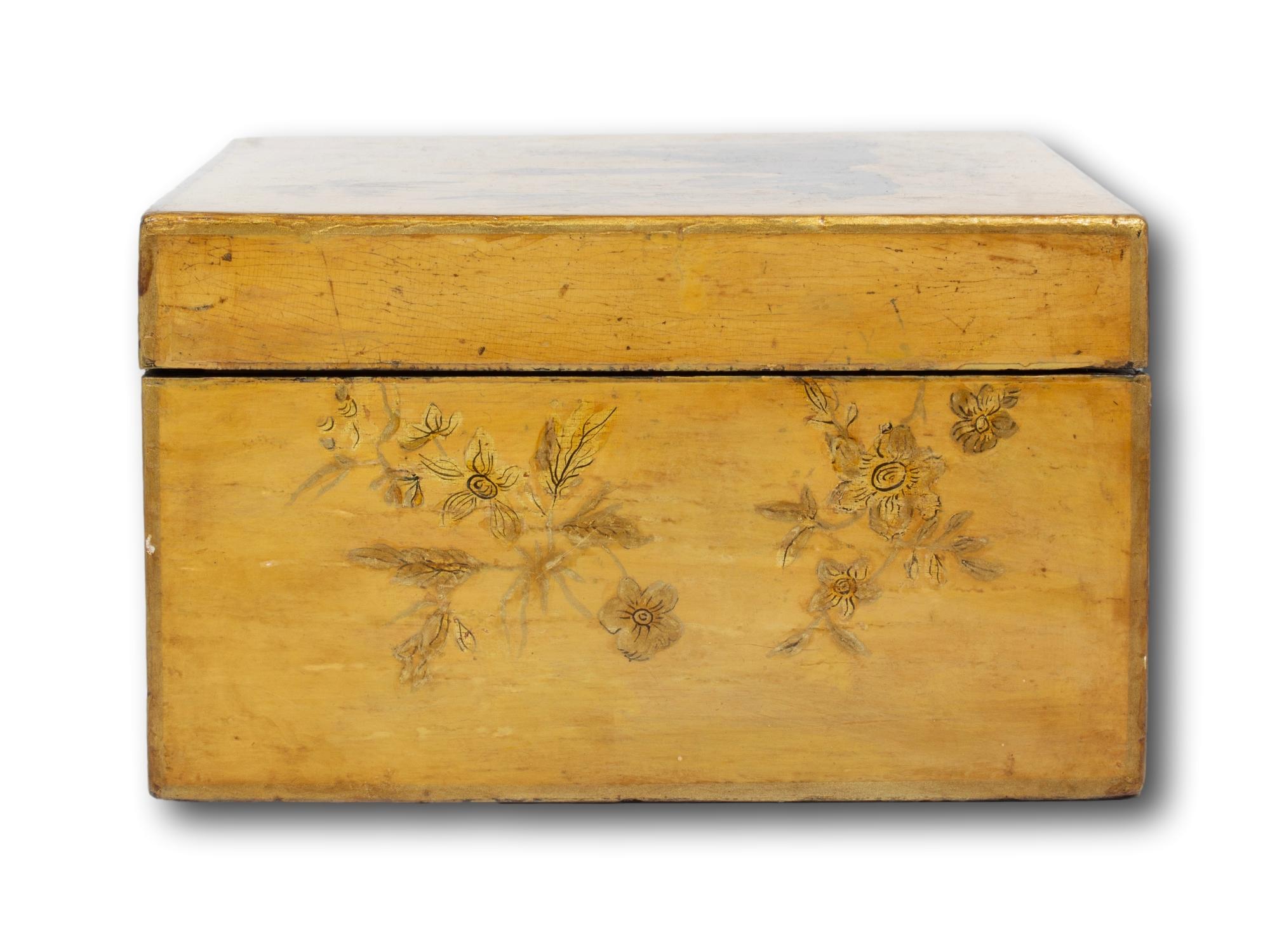 Antique Georgian Regency Japanned Chinoiserie Sewing Box For Sale 1
