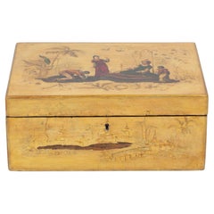 Antique Georgian Regency Japanned Chinoiserie Sewing Box