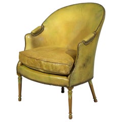 Antique Georgian Regency Green Leather Armchair