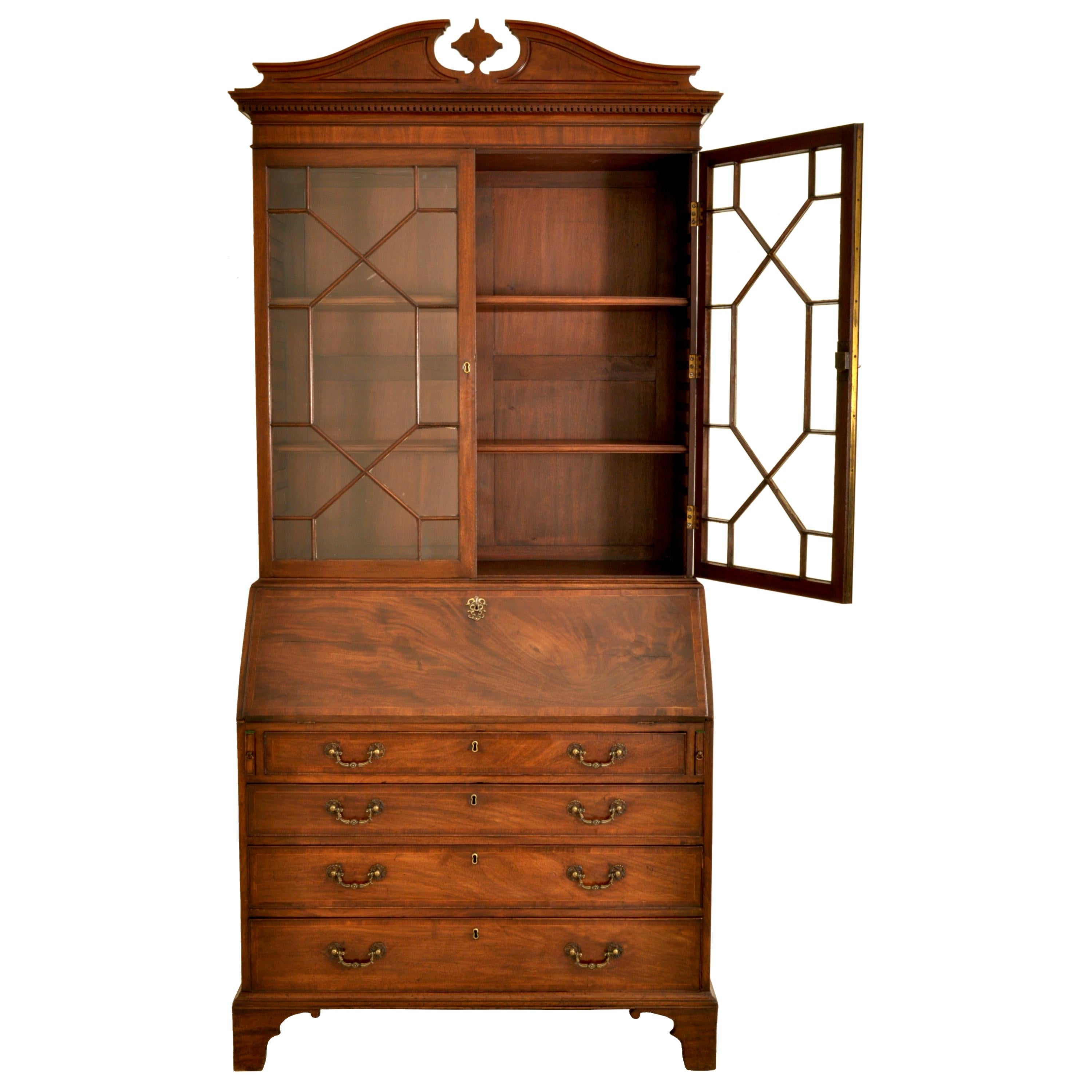 English Antique Georgian Regency Mahogany Bookcase Secretary John Ashton Northampton