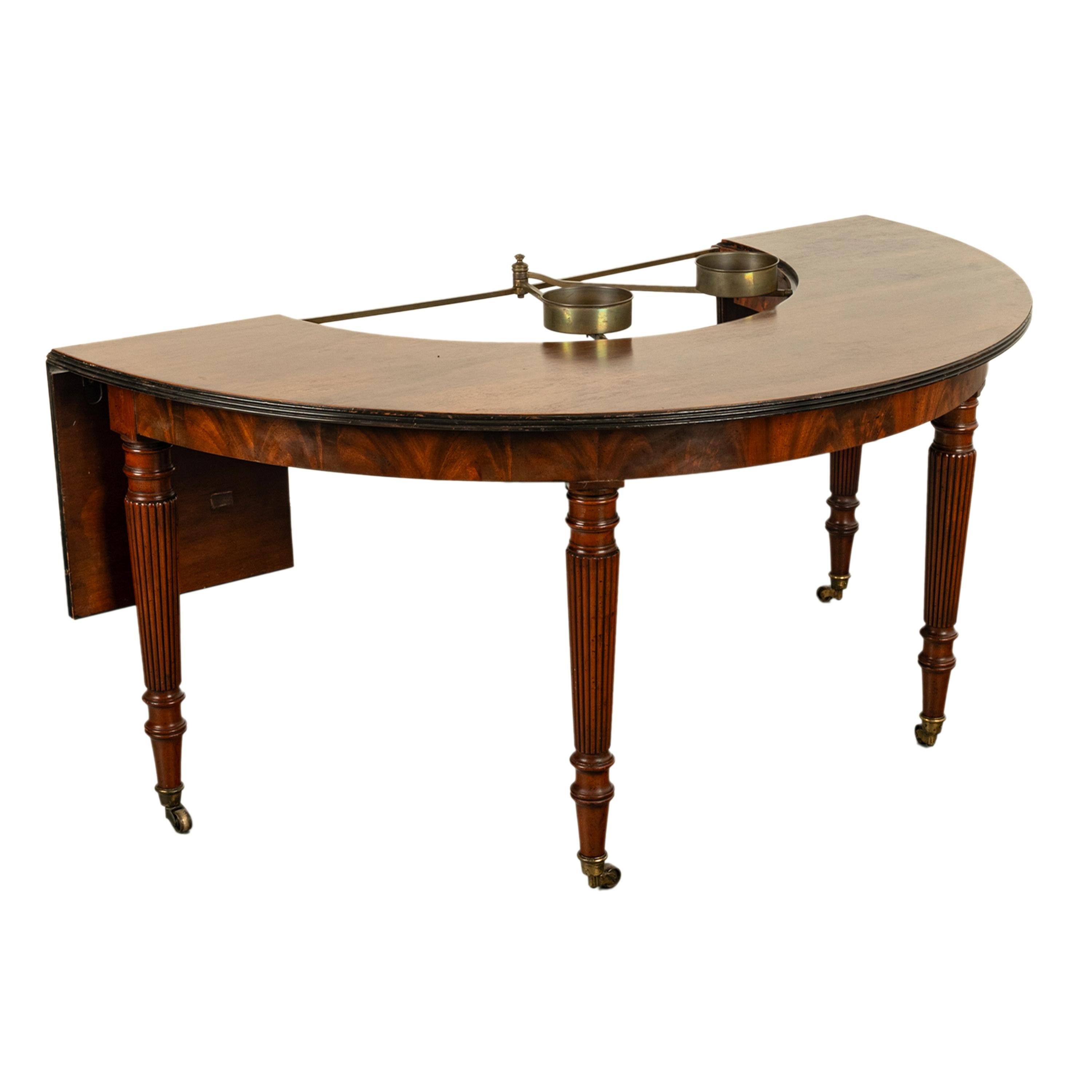 English Antique Georgian Regency Mahogany Horseshoe Hunt Wine Tasting Social Table 1820