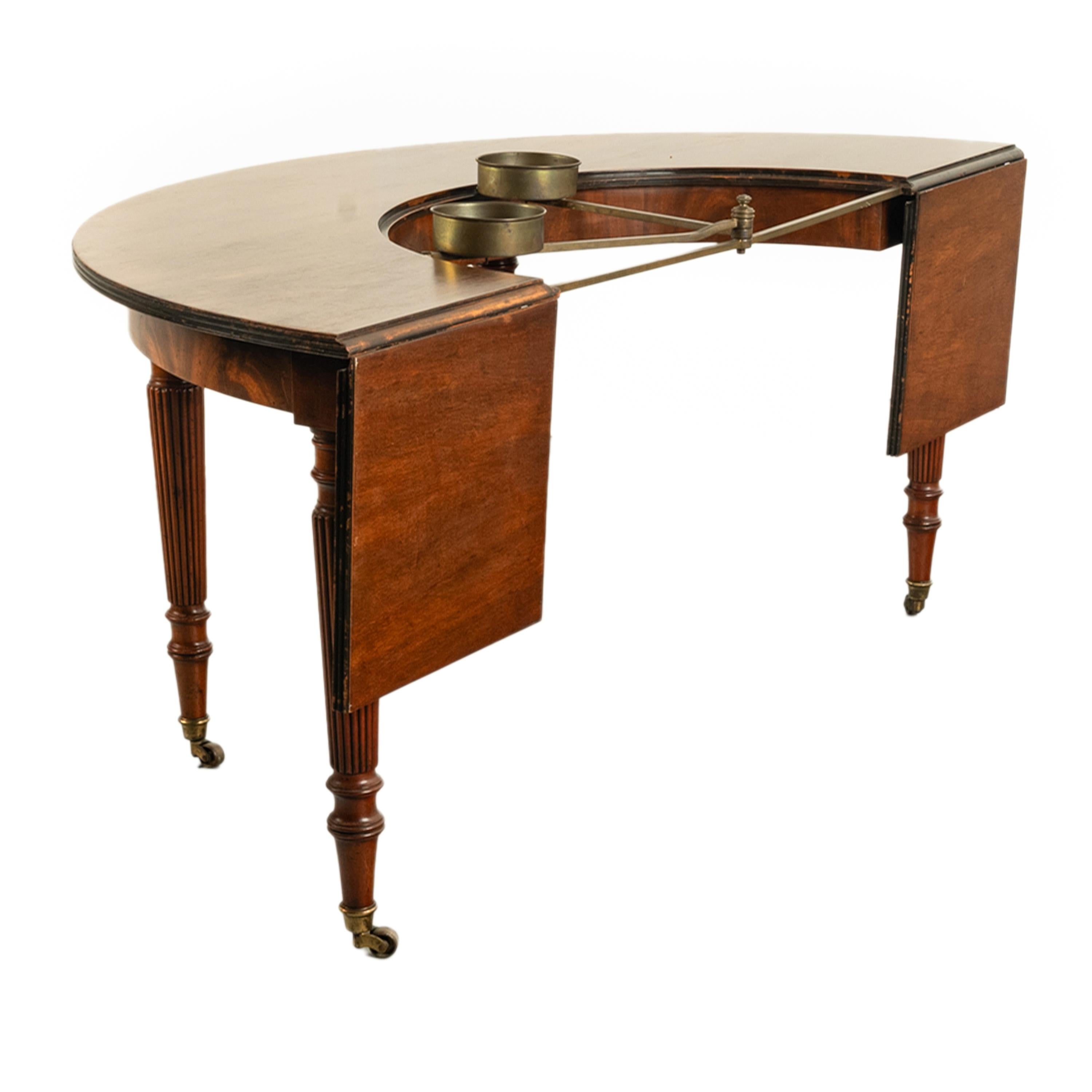 19th Century Antique Georgian Regency Mahogany Horseshoe Hunt Wine Tasting Social Table 1820