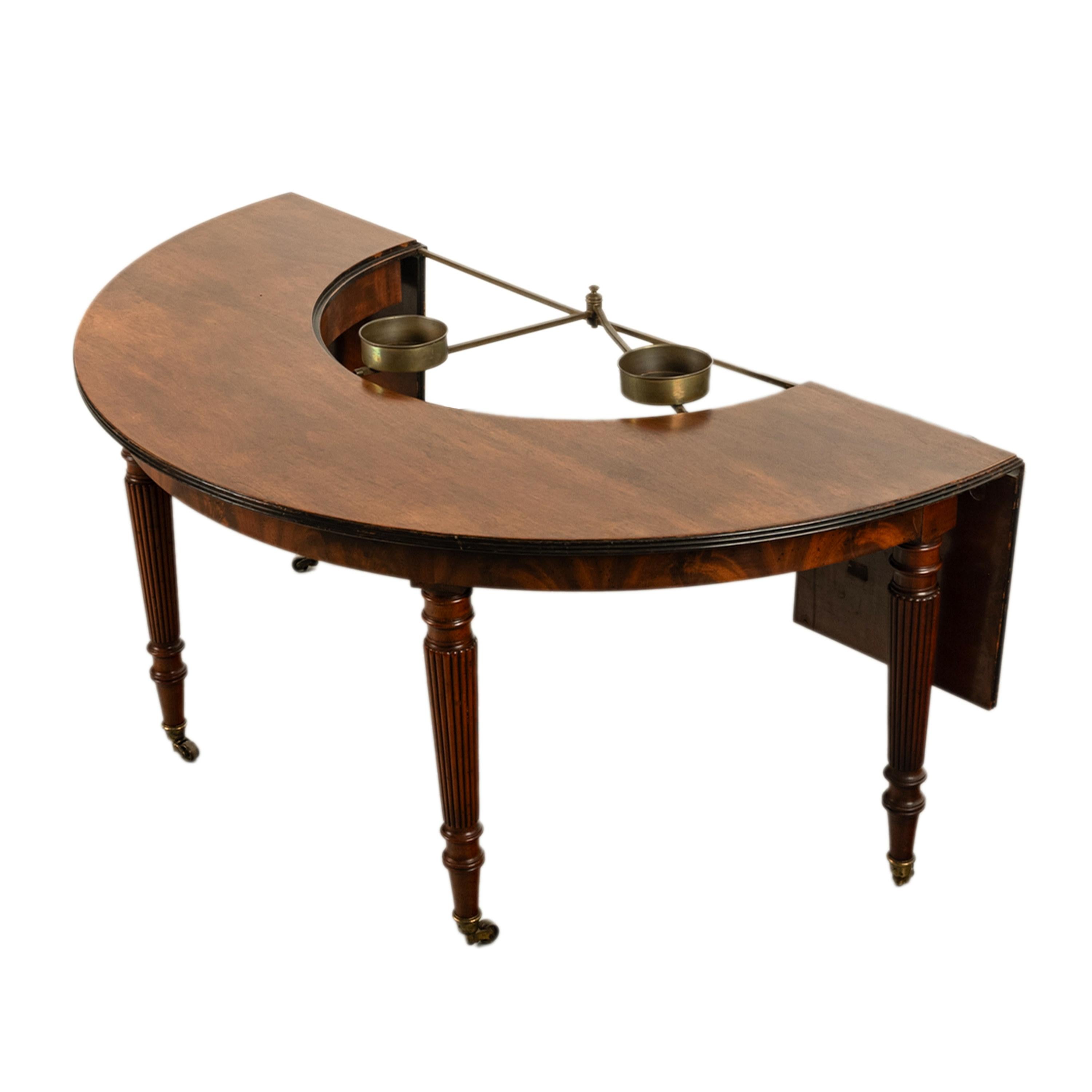 Brass Antique Georgian Regency Mahogany Horseshoe Hunt Wine Tasting Social Table 1820