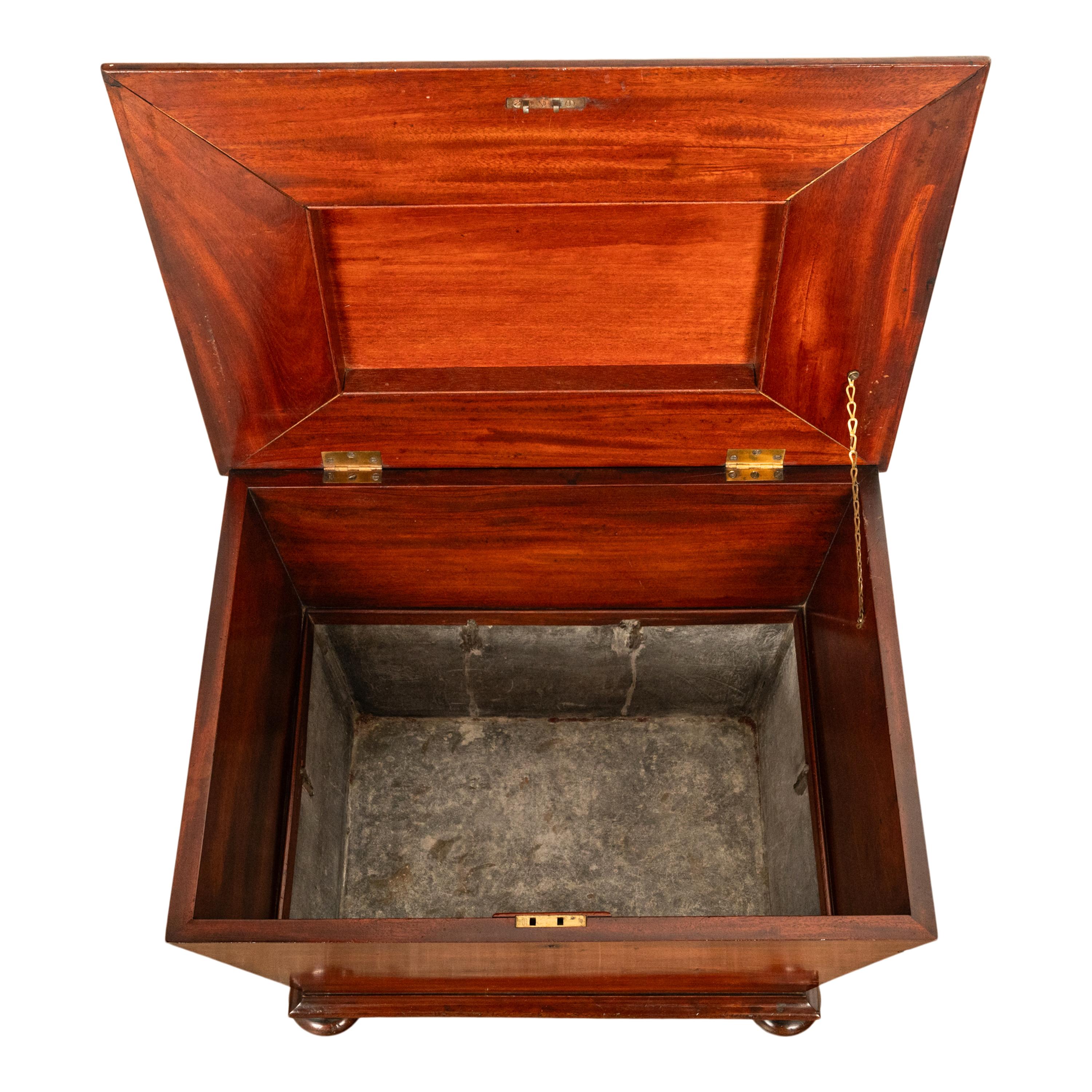 Antiguo Refrigerador de Vino en Forma de Sarcófago de Caoba de la Regencia Georgiana 1810 en venta 7