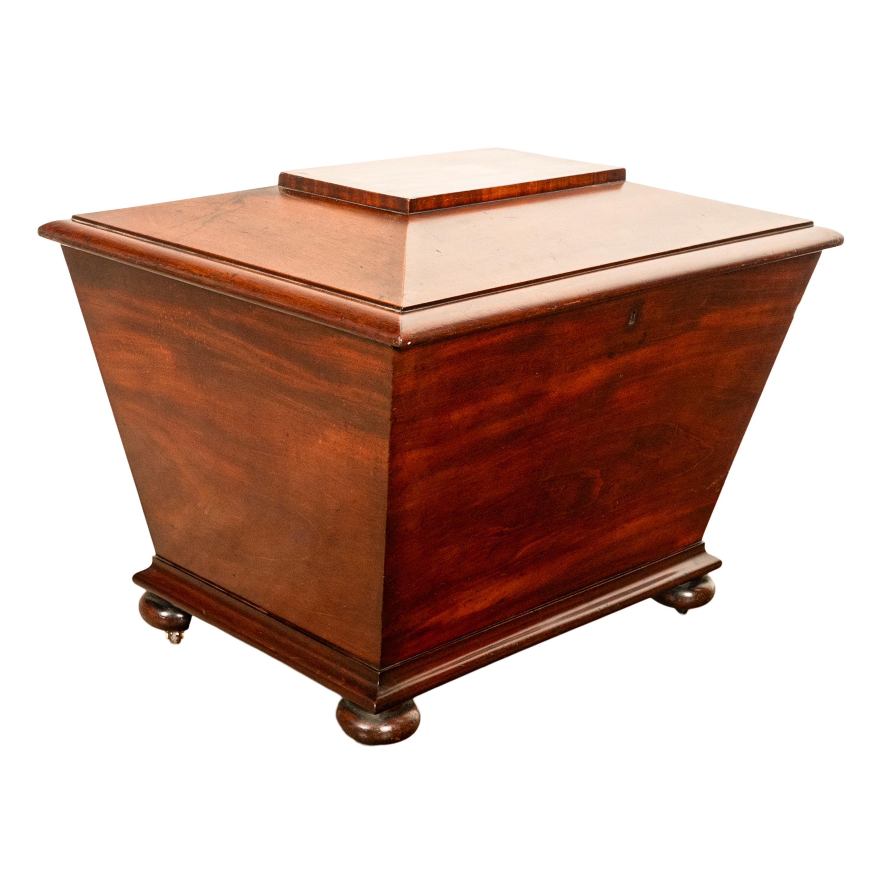 Antiguo Refrigerador de Vino en Forma de Sarcófago de Caoba de la Regencia Georgiana 1810 Inglés en venta