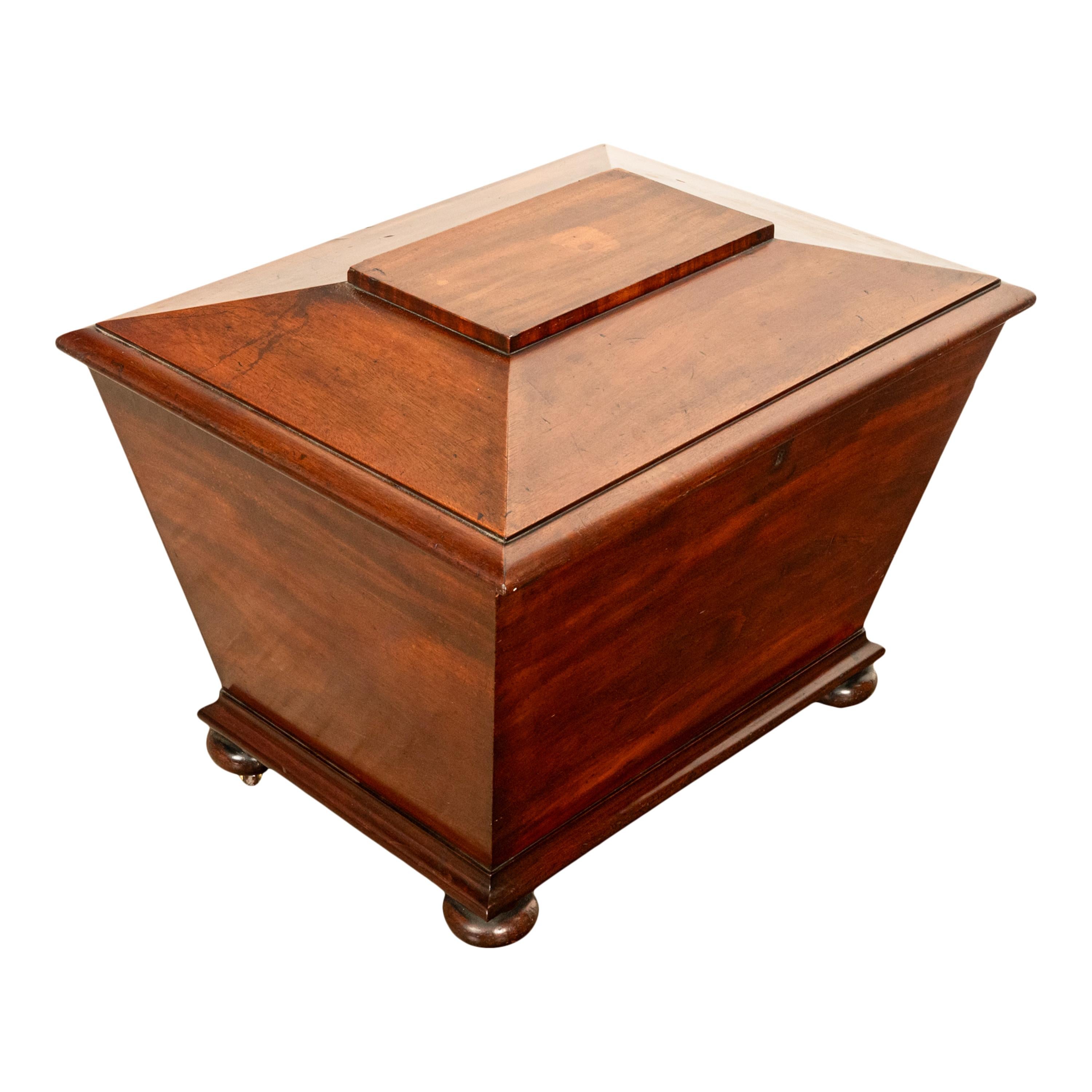 Antiguo Refrigerador de Vino en Forma de Sarcófago de Caoba de la Regencia Georgiana 1810 principios del siglo XIX en venta