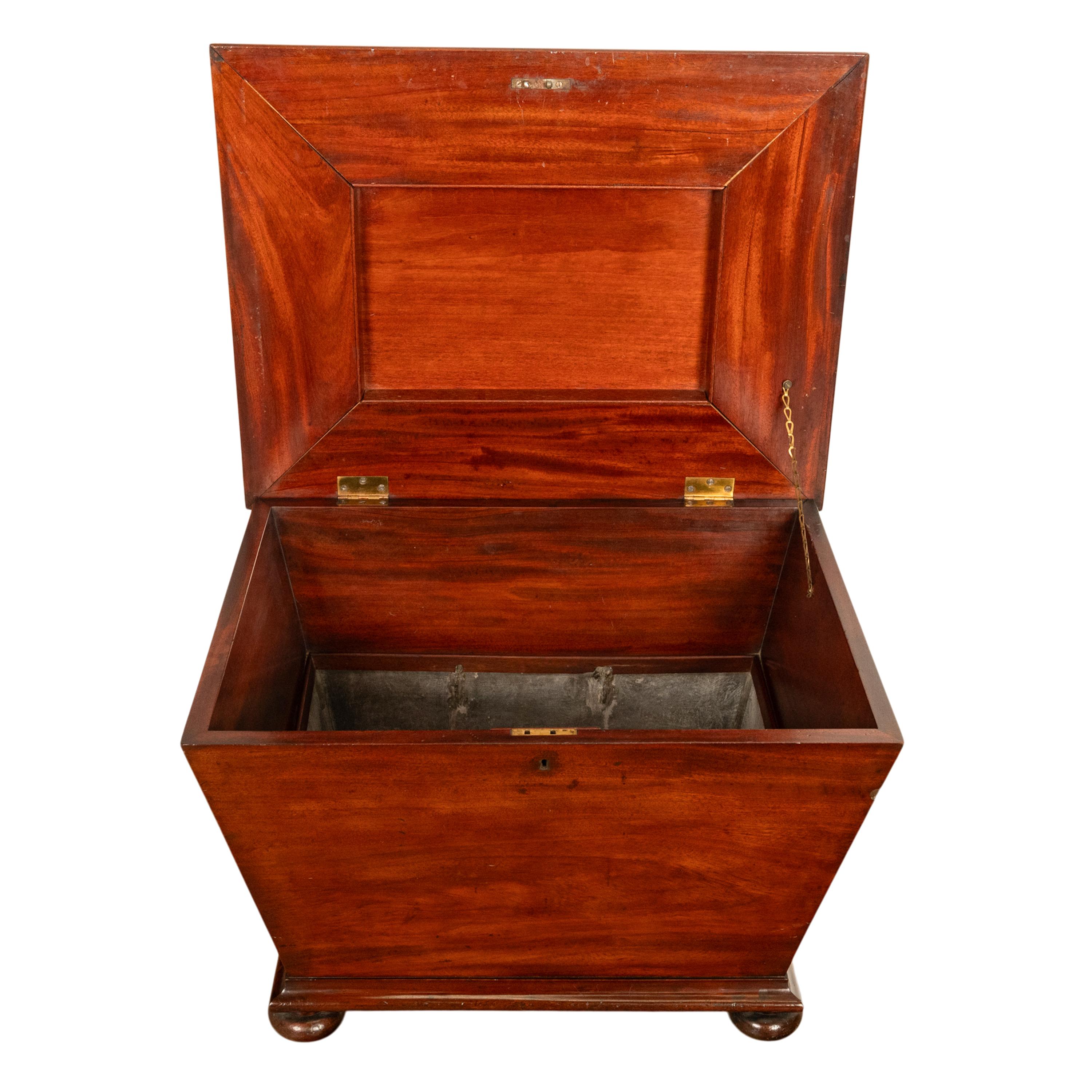 Antiguo Refrigerador de Vino en Forma de Sarcófago de Caoba de la Regencia Georgiana 1810 en venta 4