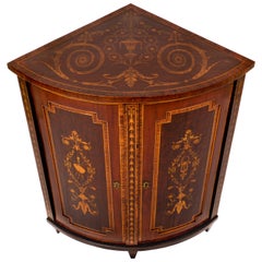 Antique Georgian Regency Marquetry Bowfront Neoclassical Corner Cabinet 1800