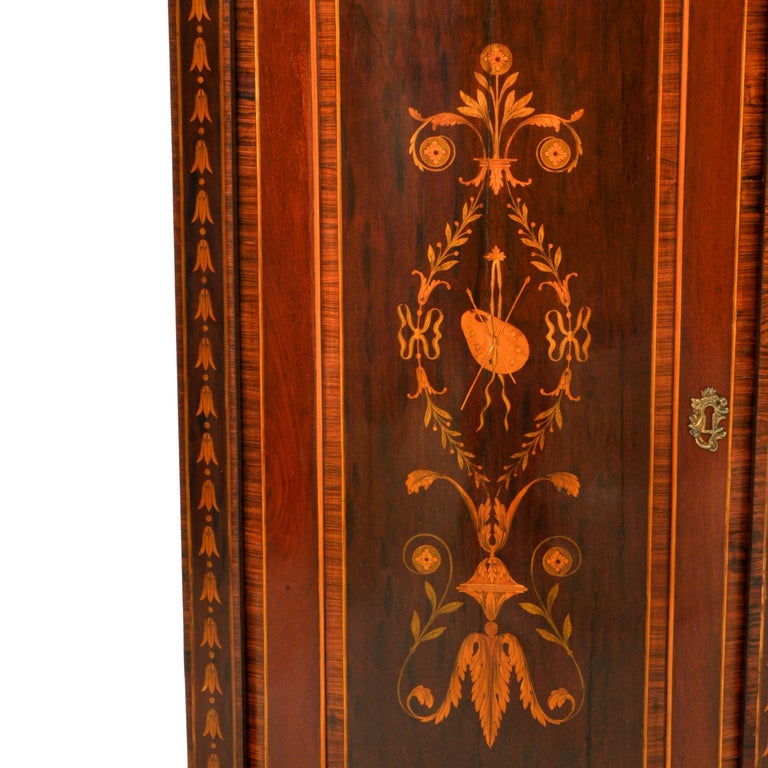 Antique Georgian Regency Marquetry Bowfront Neoclassical Corner Cabinet 1800 For Sale 2