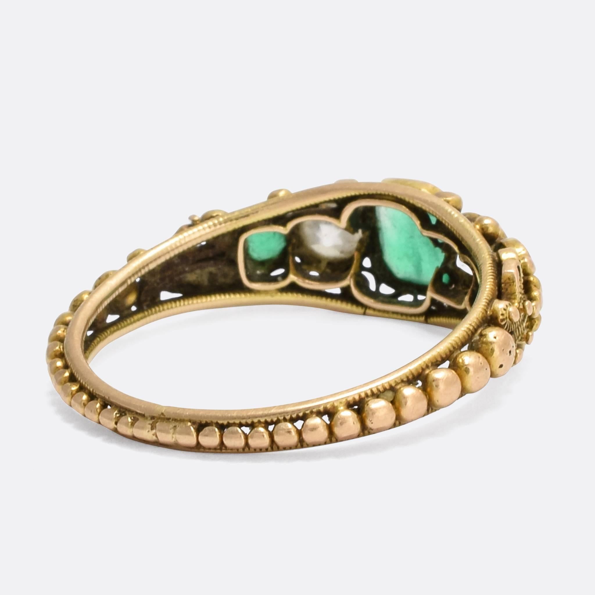 Regency Style Rings Antique Georgian Regency Period Emerald Diamond Filigree Ring at ...