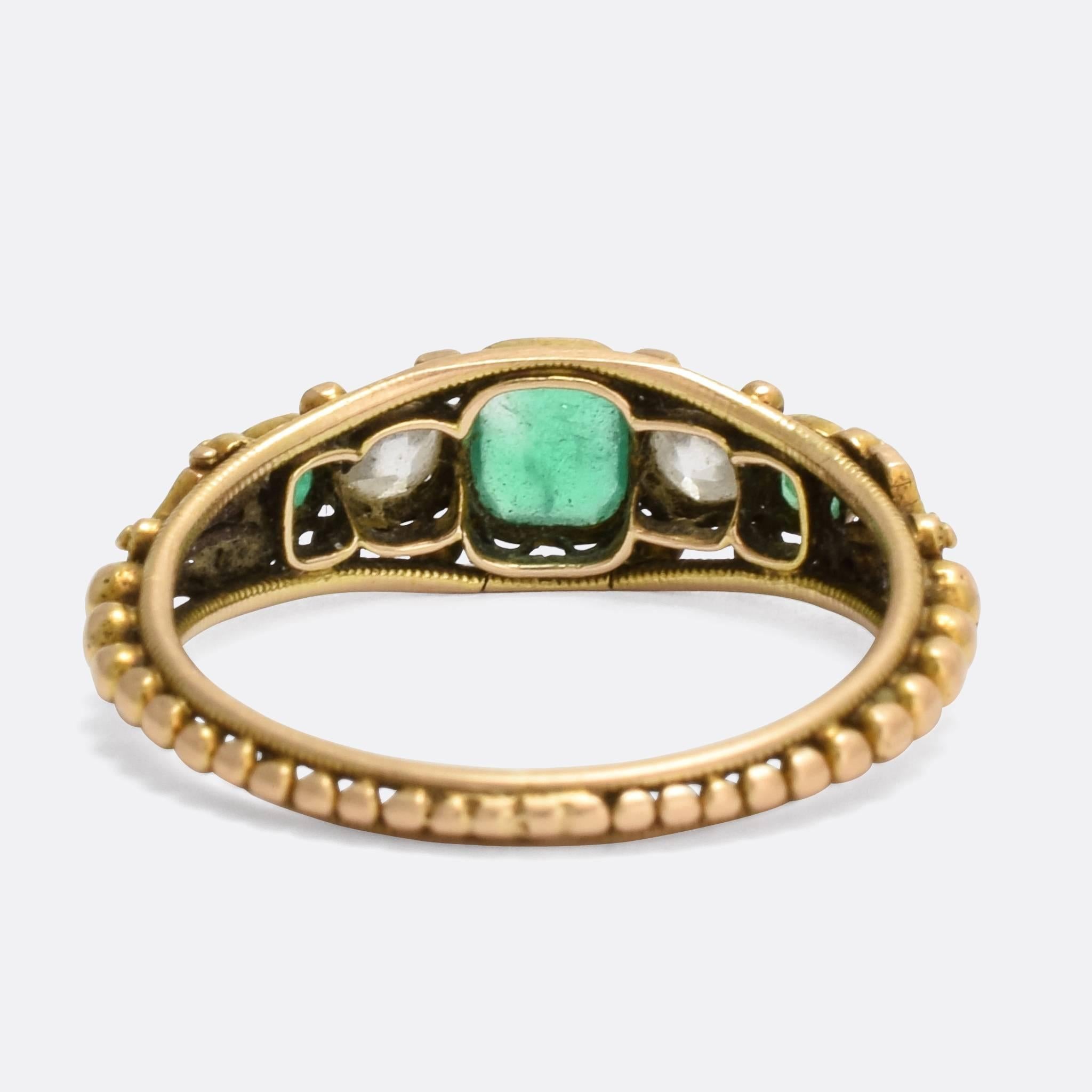 Regency Style Rings Antique Georgian Regency Period Emerald Diamond Filigree Ring at ...