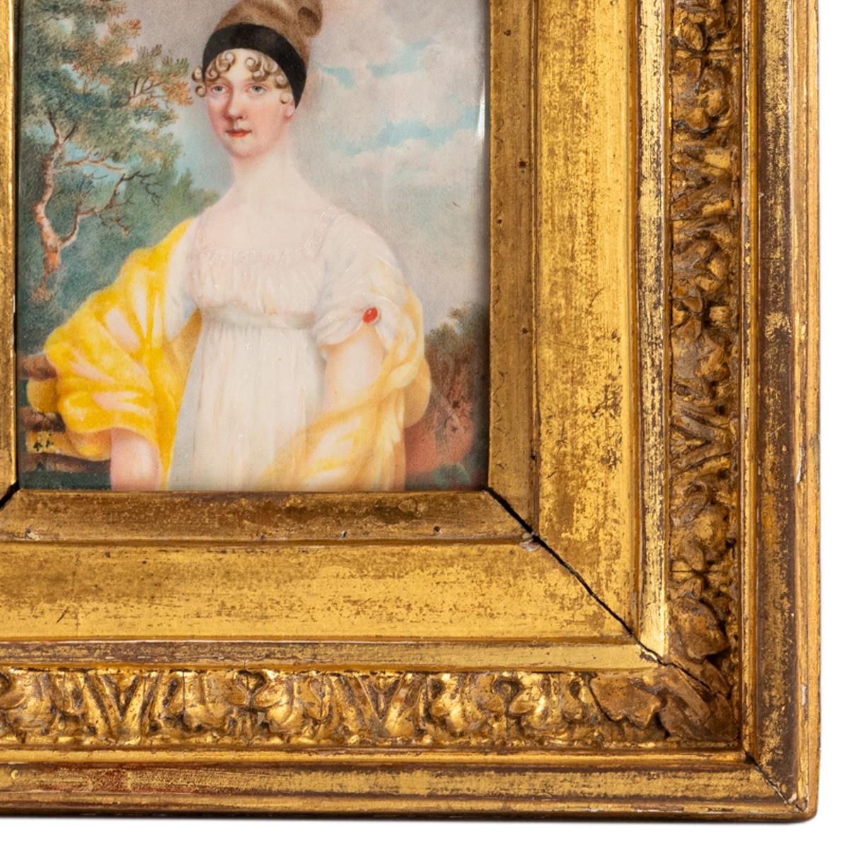 Early 19th Century Antique Georgian Regency Period Miniature Painting Portrait of a Lady 1810  For Sale