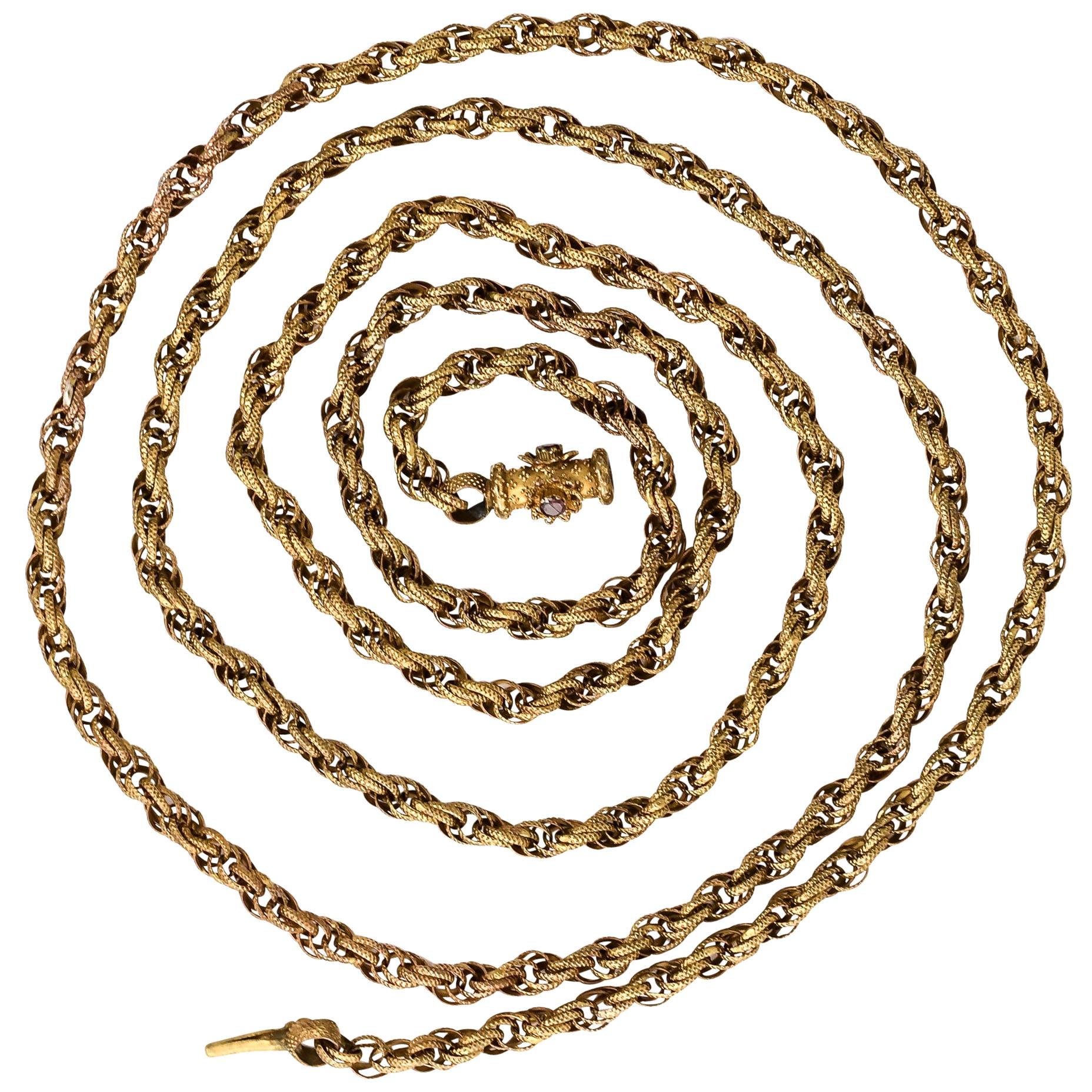 Antique Georgian Regency Pinchbeck Guard Chain Necklace