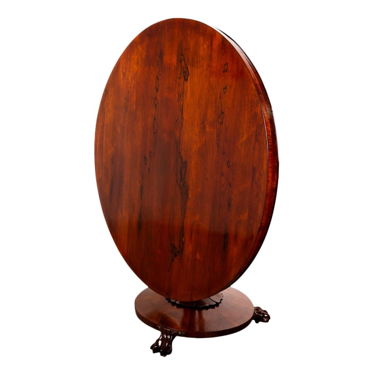 Antique Georgian Regency Rosewood Circular Dining Breakfast Tilt-Top Table 1820 In Good Condition For Sale In Portland, OR