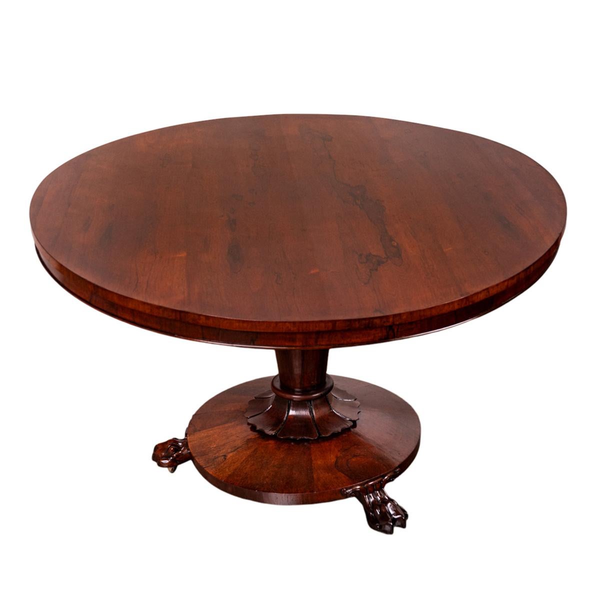 Early 19th Century Antique Georgian Regency Rosewood Circular Dining Breakfast Tilt-Top Table 1820 For Sale