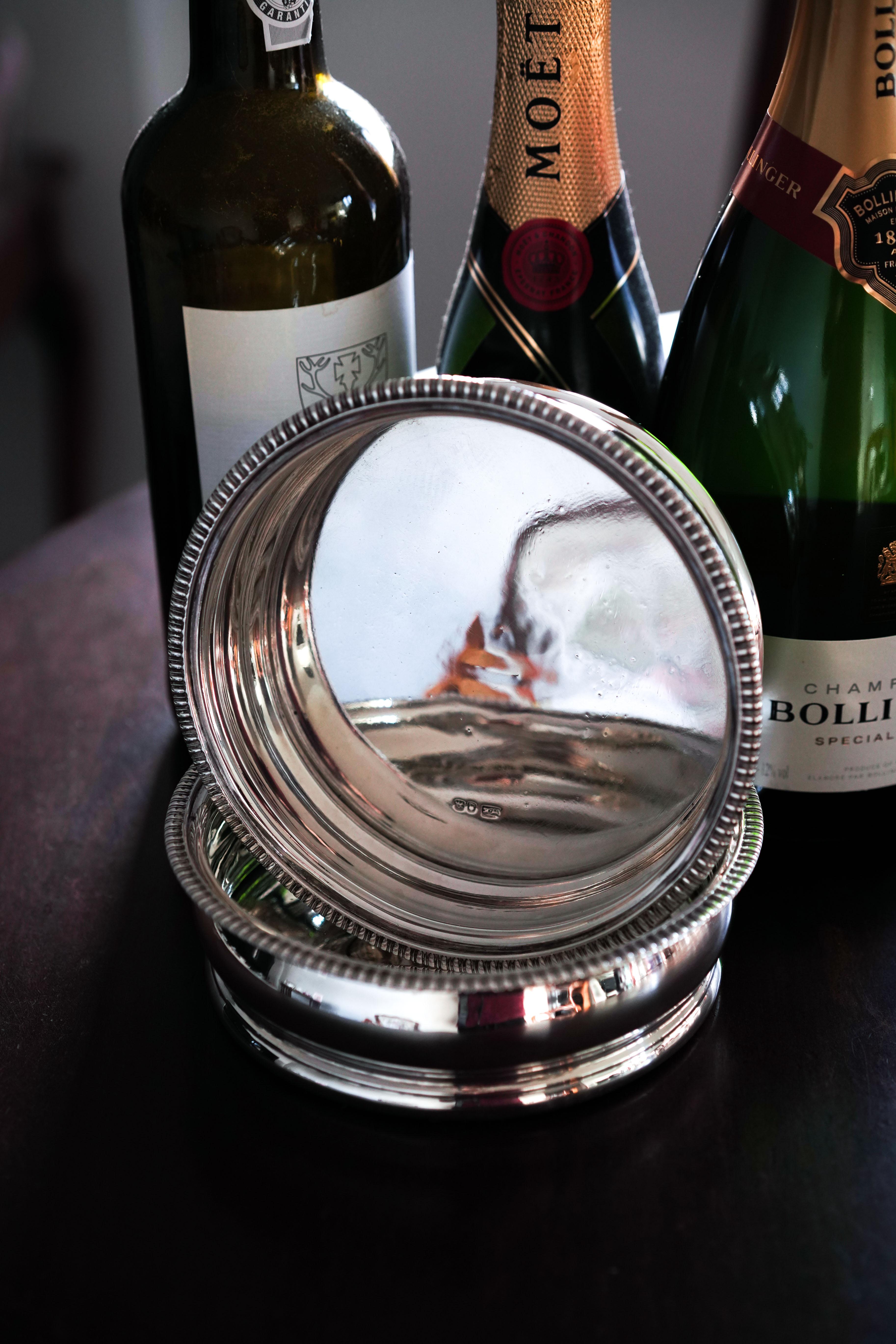 Antico sottobicchiere d'argento massiccio Georgiano Regency con base d'argento - William Eaton In condizioni buone in vendita a London, GB